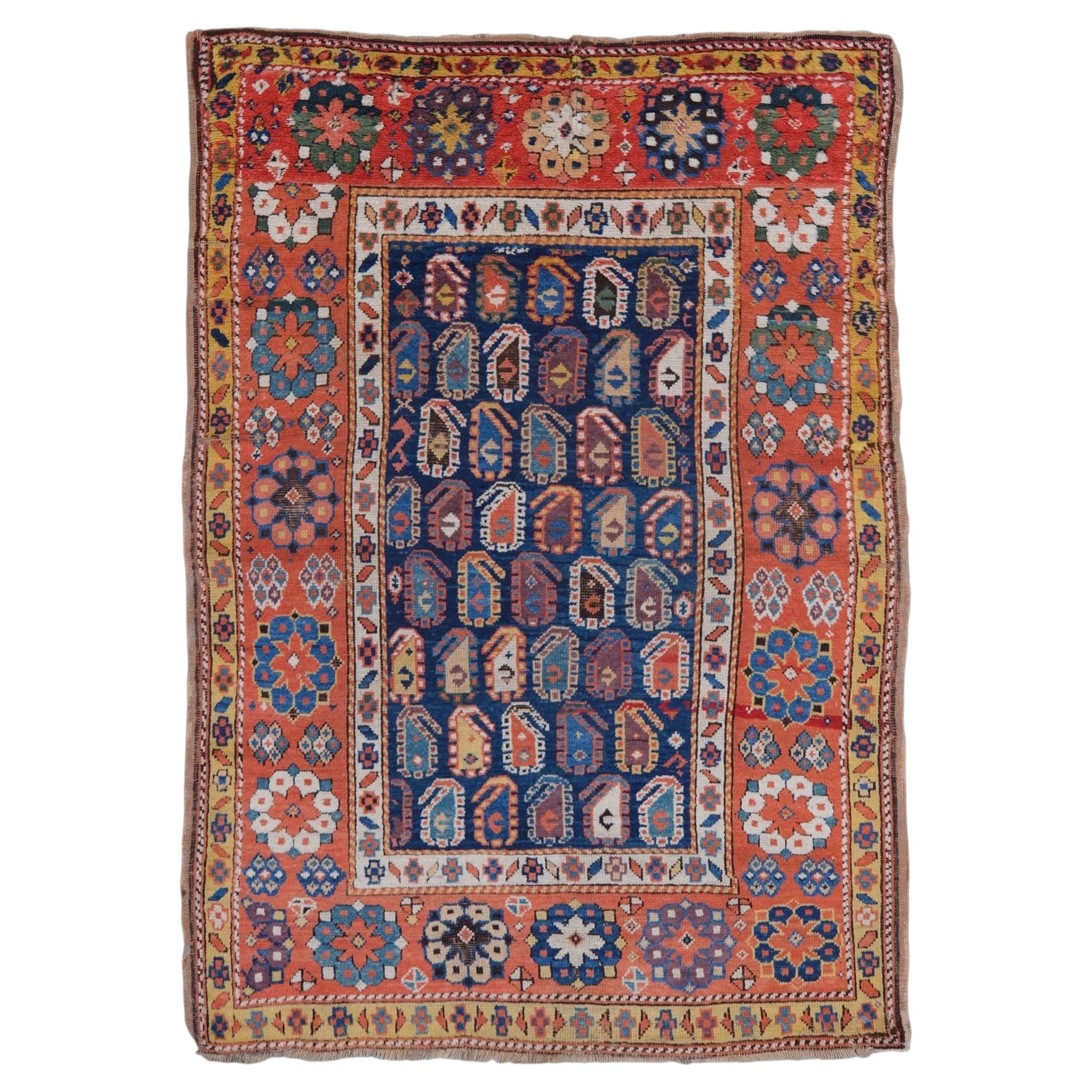 Late 19th Century Antique Caucasian Rug with Vibrant Natural Dyes