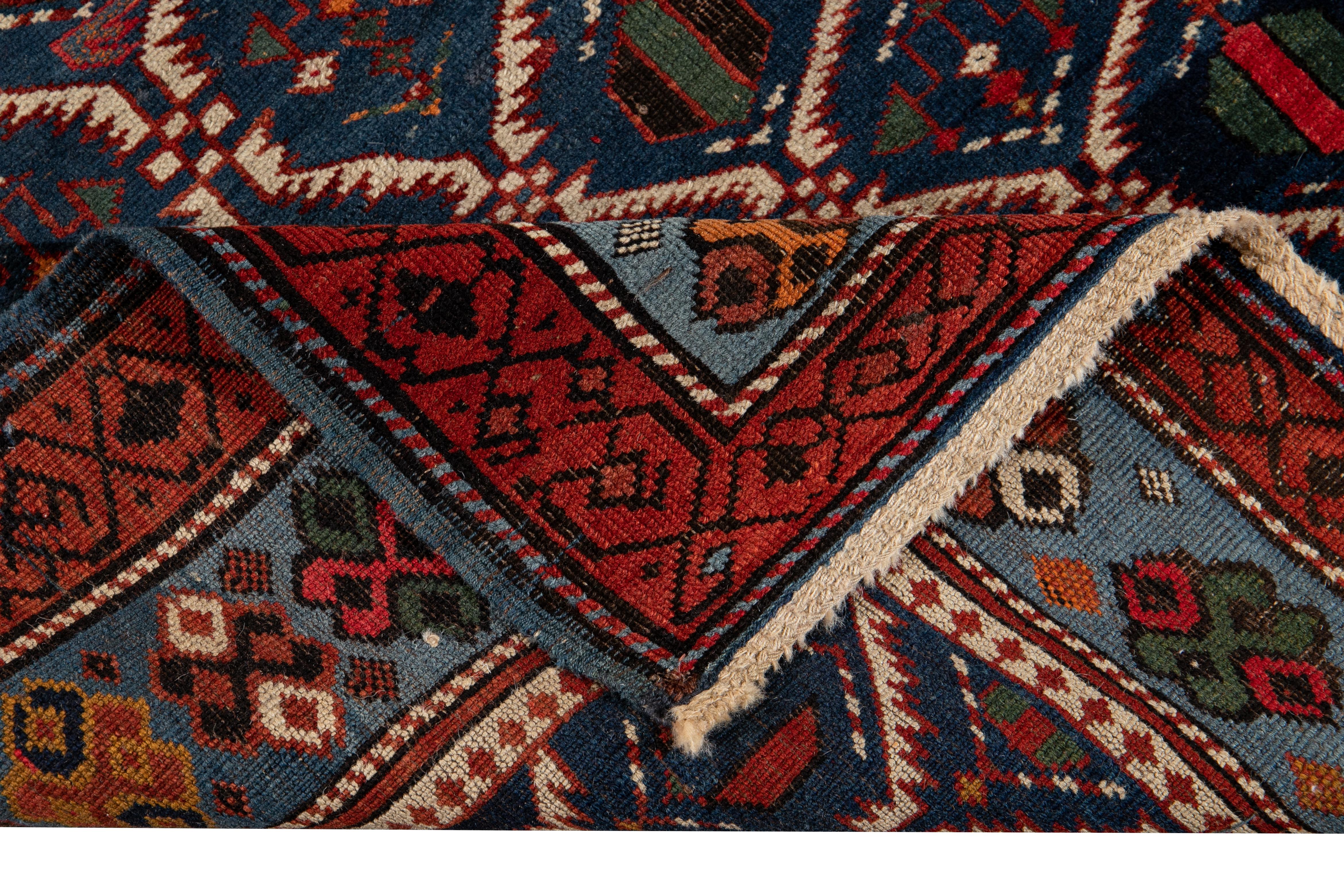 Late 19th Century Antique Caucasian Scatter Wool Rug For Sale 4