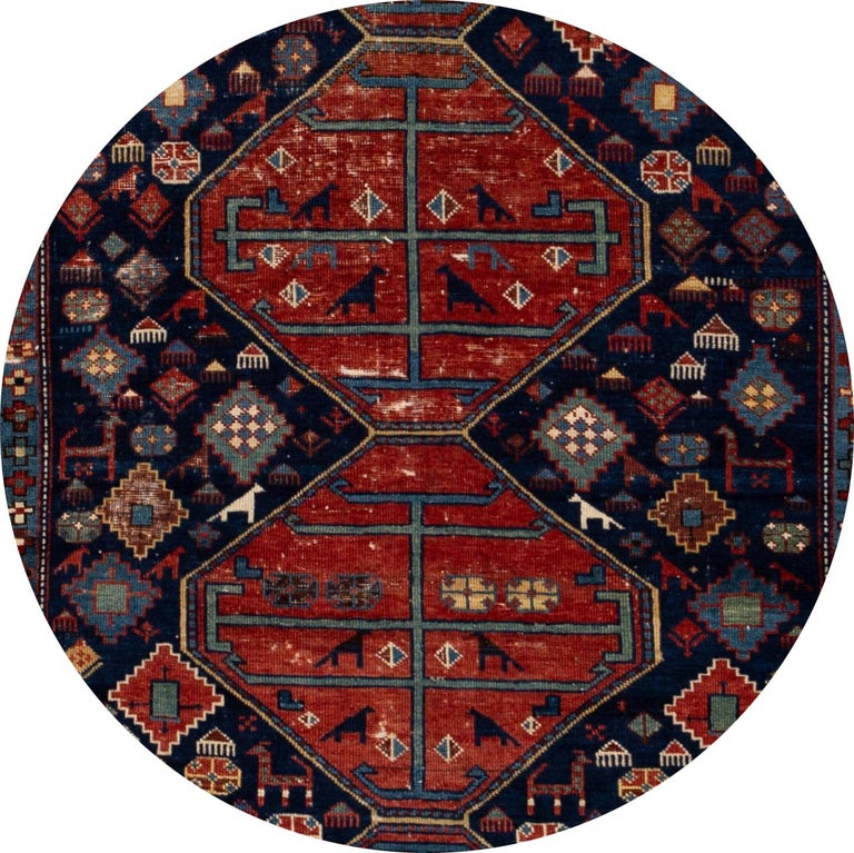 Late 19th Century Antique Caucasian Scatter Wool Rug For Sale at 1stDibs