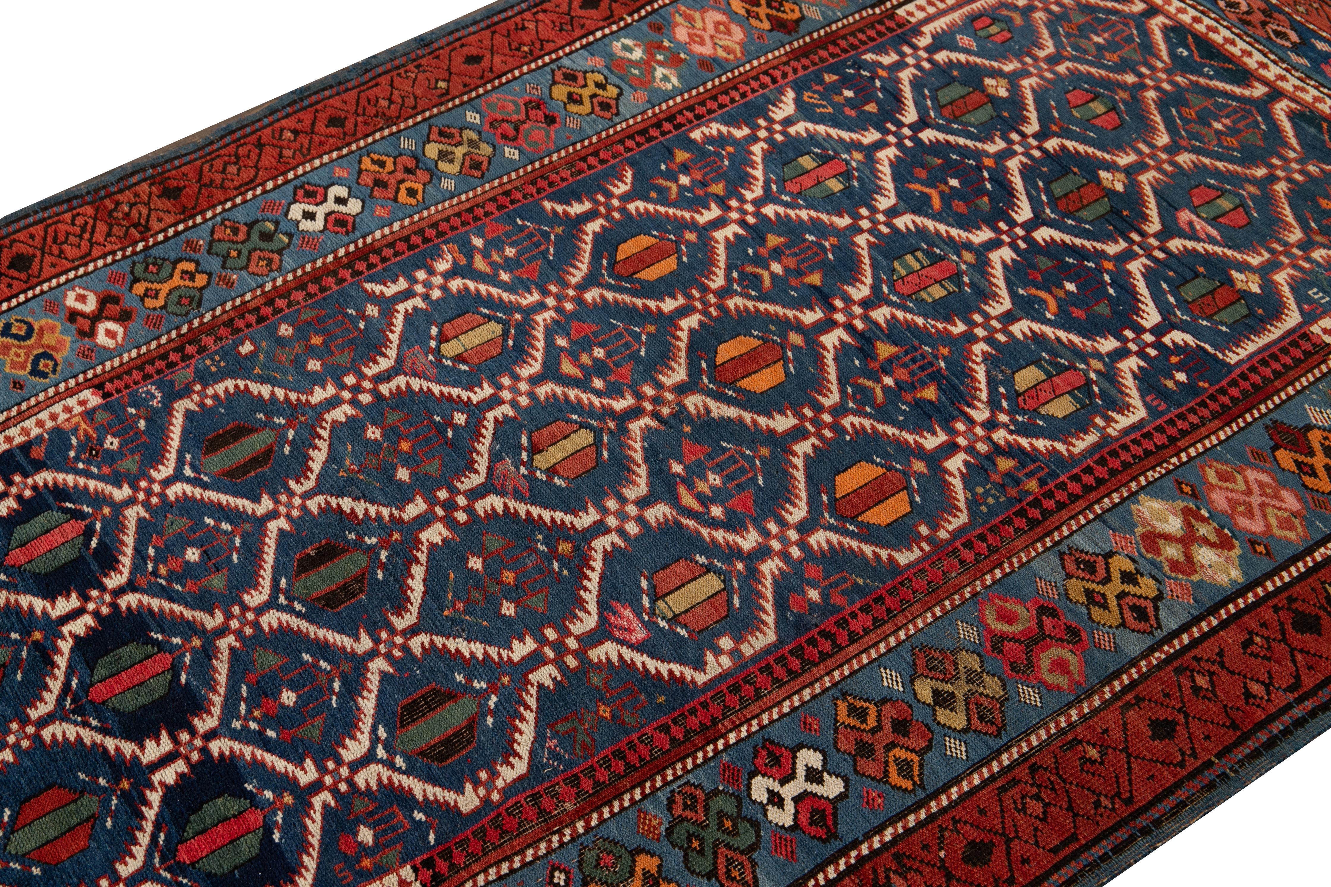 Hand-Knotted Late 19th Century Antique Caucasian Scatter Wool Rug For Sale