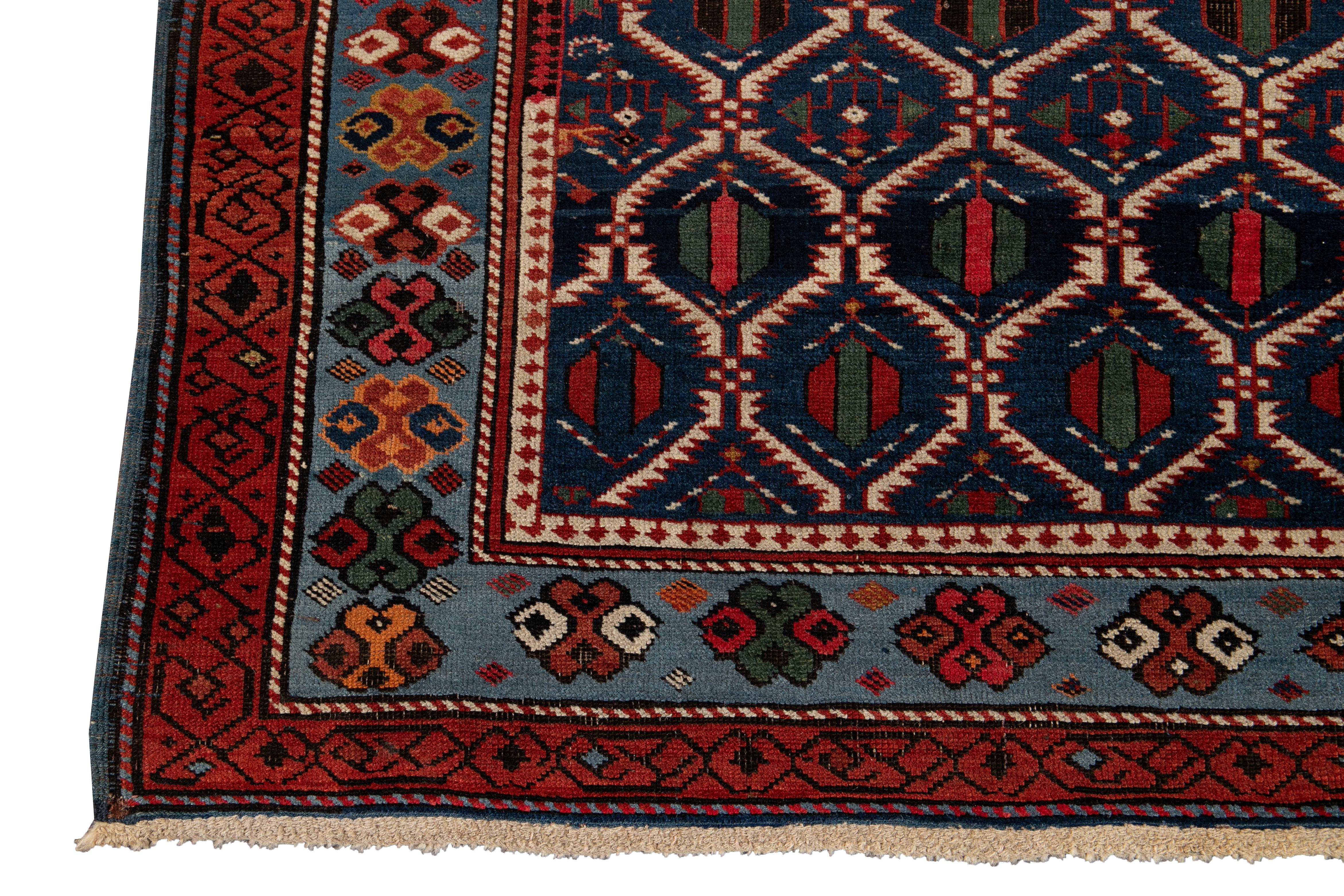 20th Century Late 19th Century Antique Caucasian Scatter Wool Rug For Sale