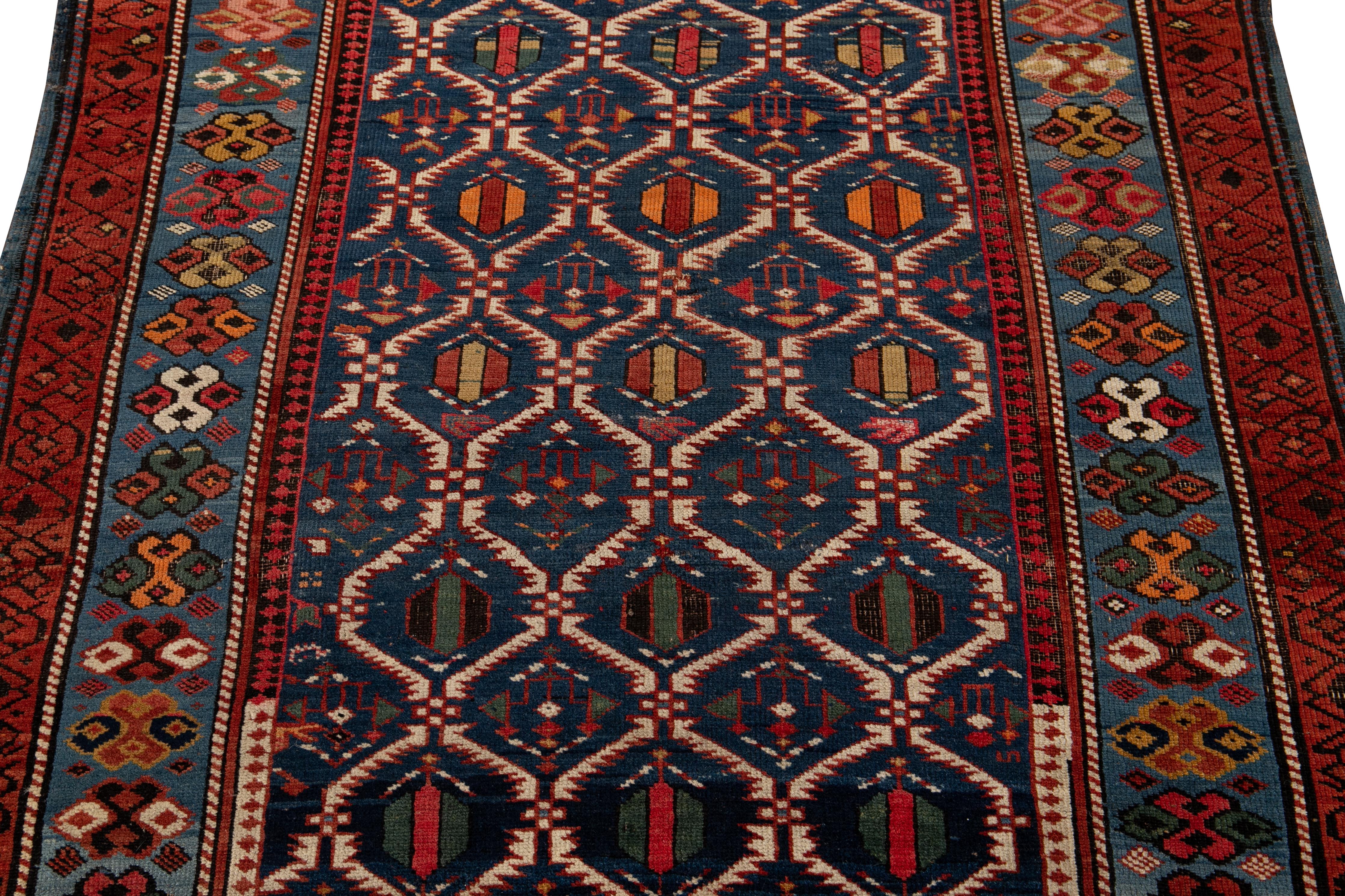 Late 19th Century Antique Caucasian Scatter Wool Rug For Sale 1