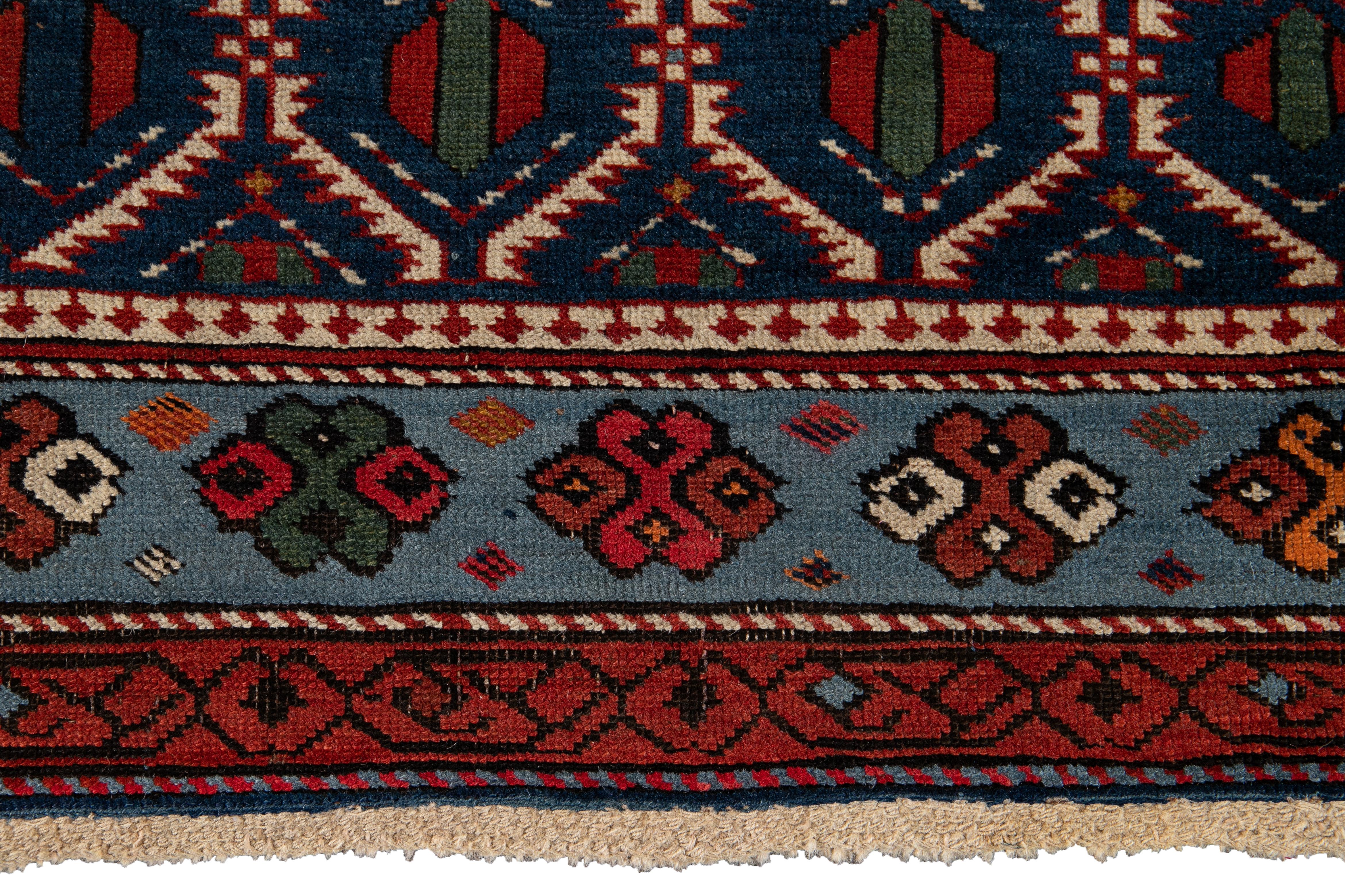 Late 19th Century Antique Caucasian Scatter Wool Rug For Sale 2