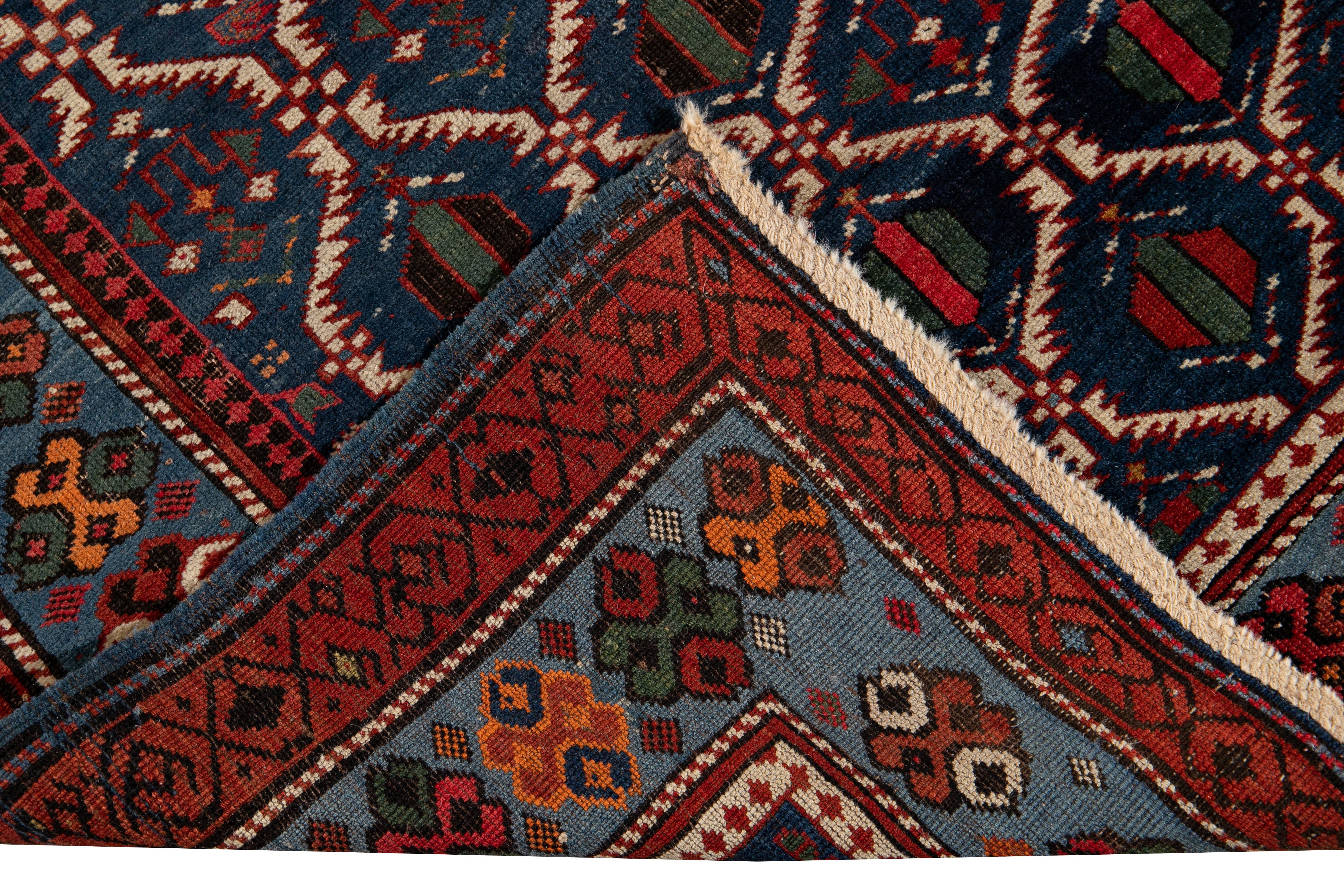 Late 19th Century Antique Caucasian Scatter Wool Rug For Sale 3