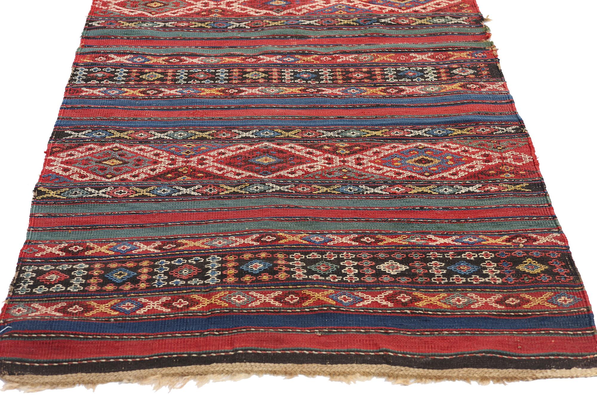 Antiker kaukasischer Shahsavan- Flachgewebeteppich aus dem späten 19. Jahrhundert (Russisch) im Angebot