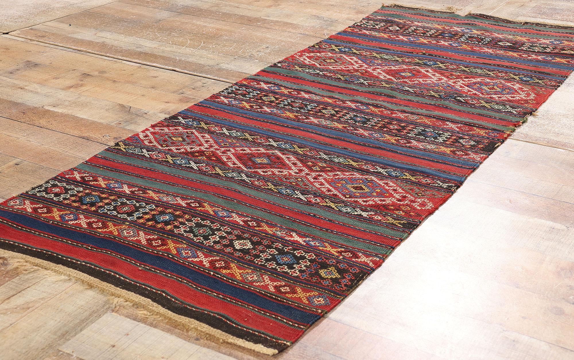 Antiker kaukasischer Shahsavan- Flachgewebeteppich aus dem späten 19. Jahrhundert (Wolle) im Angebot