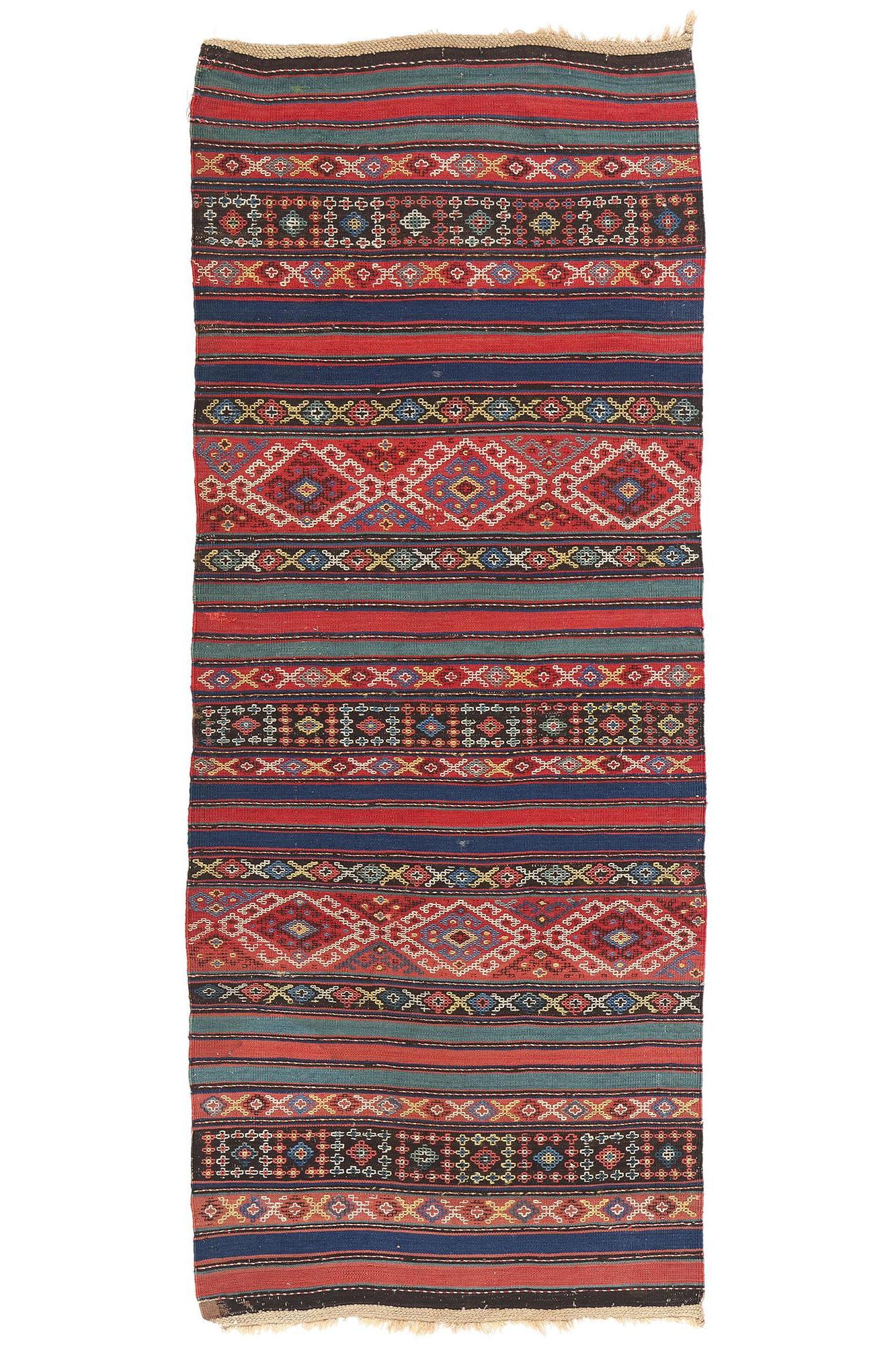 Late 19th Century Antique Caucasian Shahsavan Flat-Weave Carpet