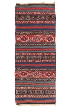 Late 19th Century Antique Caucasian Shahsavan Flat-Weave Carpet