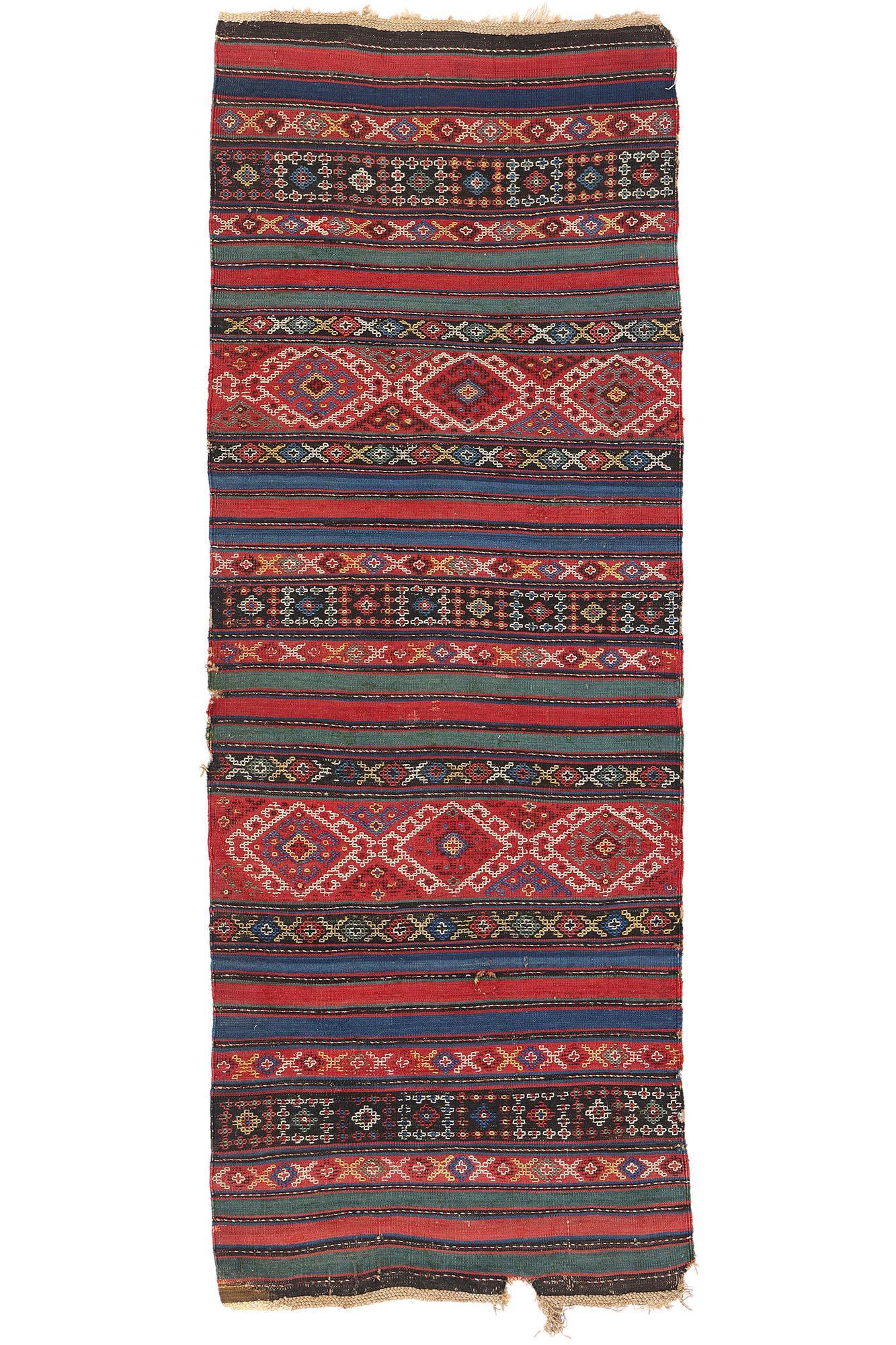 Late 19th Century Antique Caucasian Shahsavan Flat-Weave Carpet