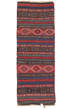Late 19th Century Antique Caucasian Shahsavan Flat-Weave Carpet