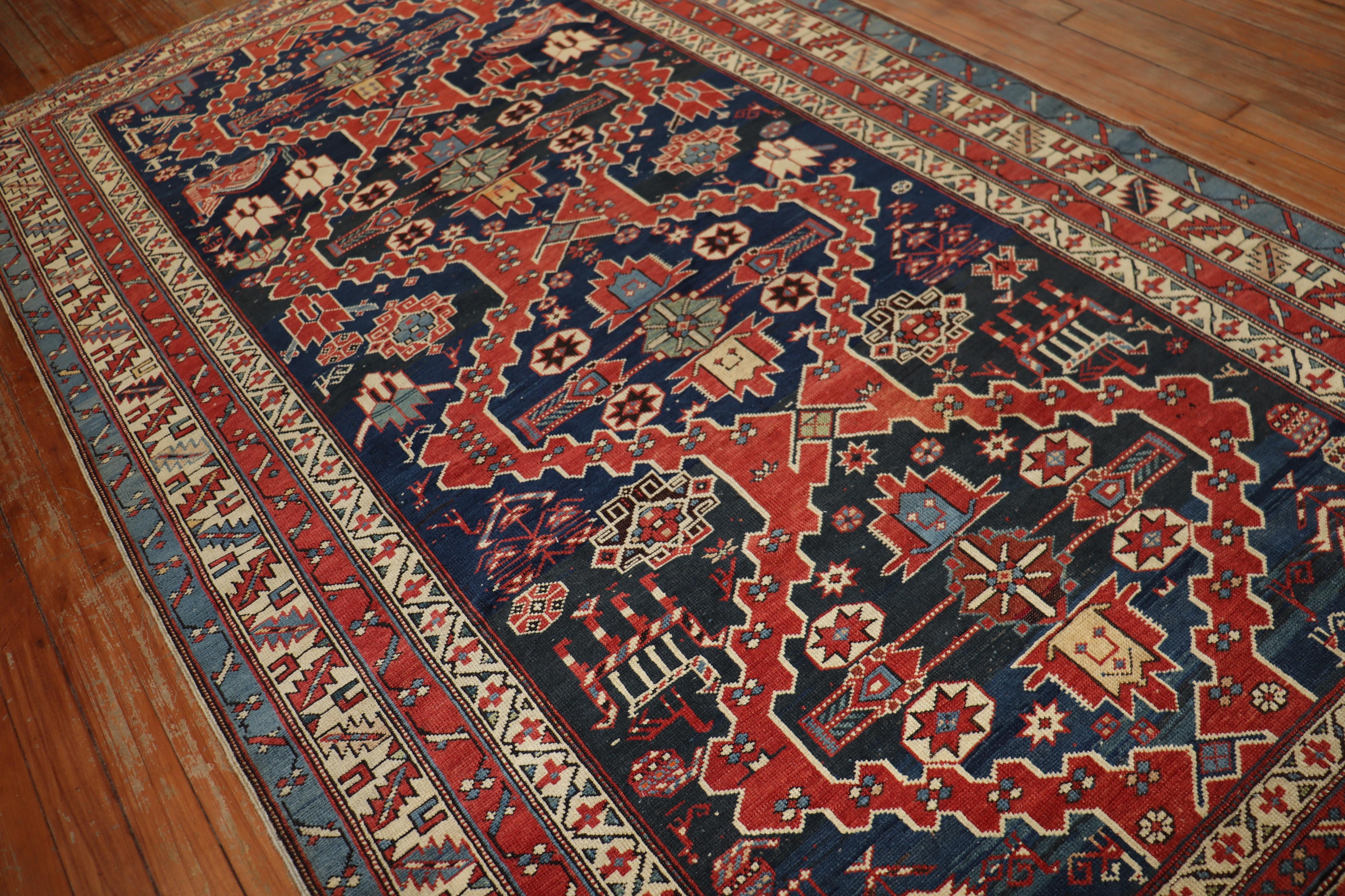 Wool Early Century Antique Caucasian Shirvan Rug