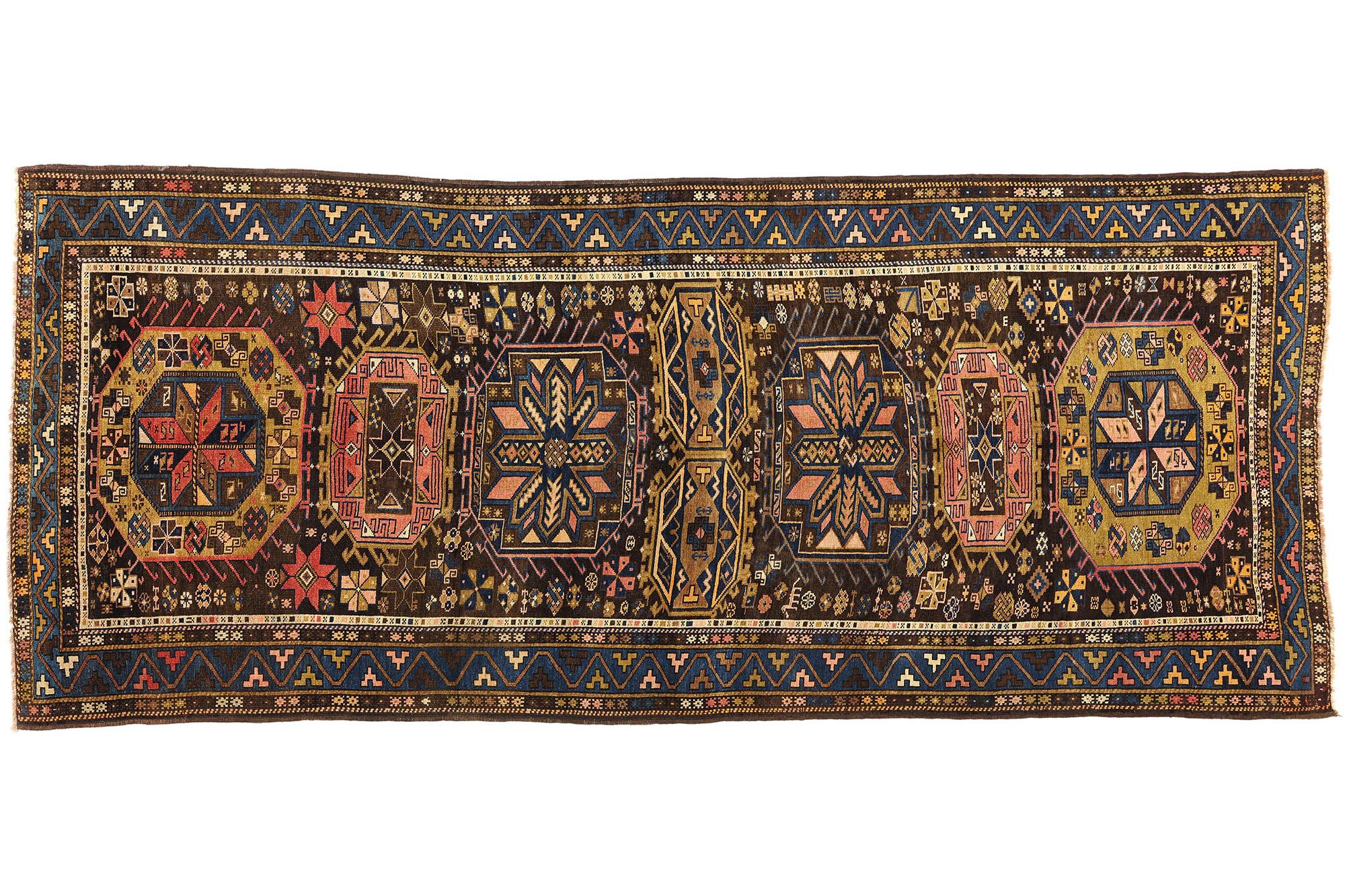 Late 19th Century Antique Caucasian Tribal Carpet For Sale 4