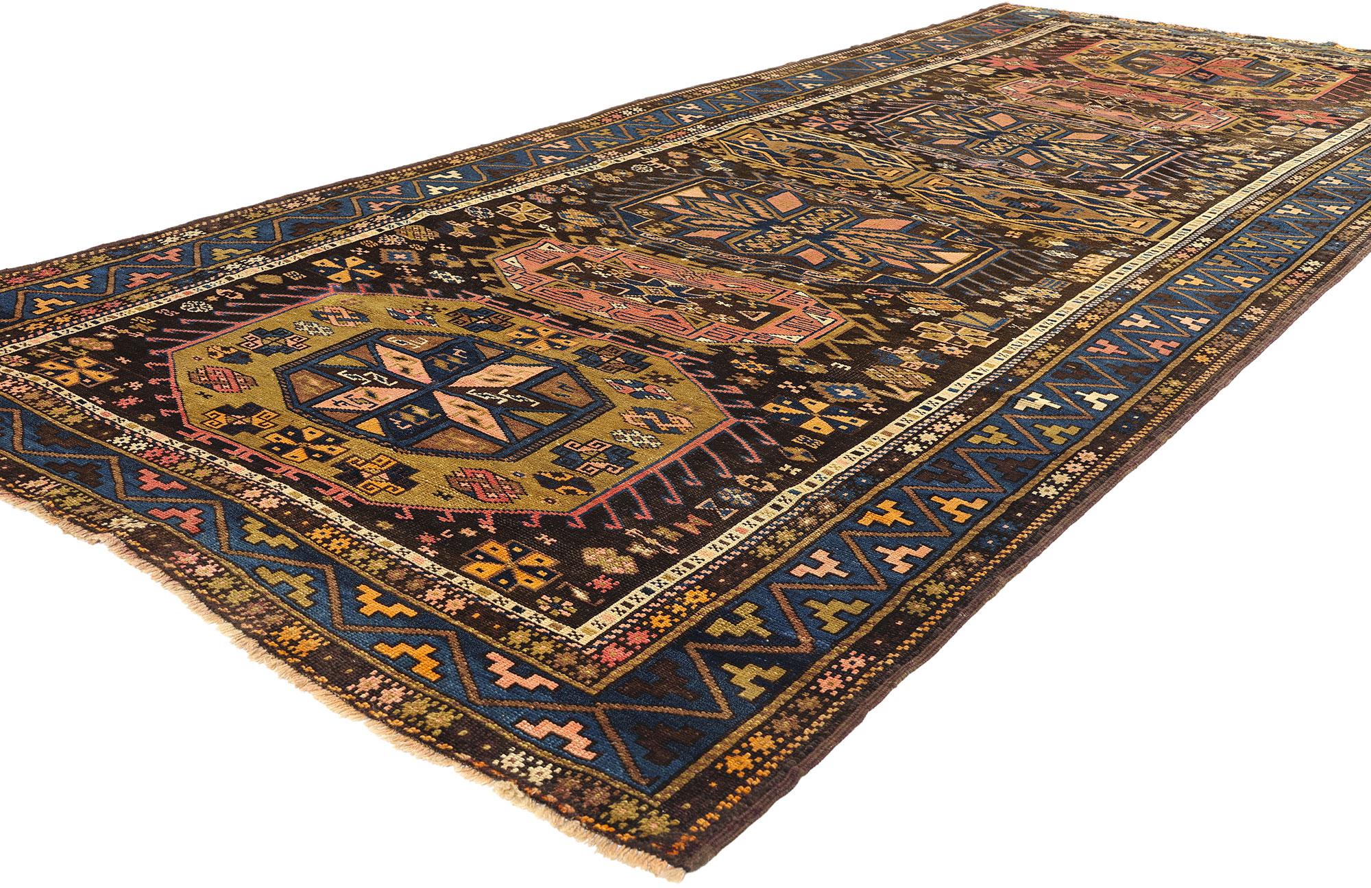 78770 Antique Caucasian Baku Rug, 05'04 x 12'10. Caucasian Baku rugs are a type of rug originating from the Caucasus region, particularly from the city of Baku, which is the capital of Azerbaijan. These rugs are renowned for their intricate designs,