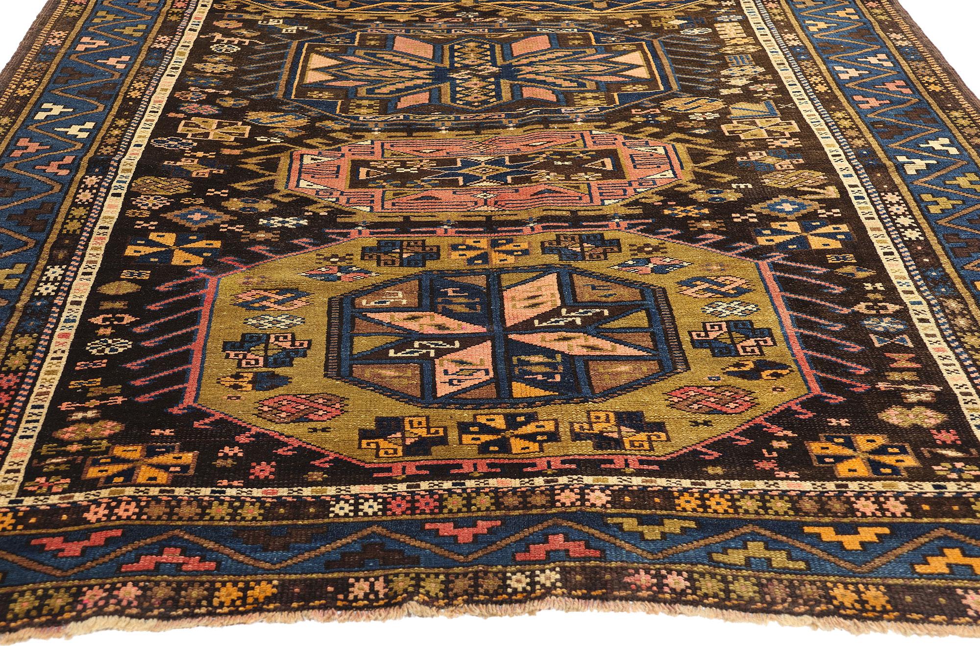 Hand-Knotted Late 19th Century Antique Caucasian Tribal Carpet For Sale
