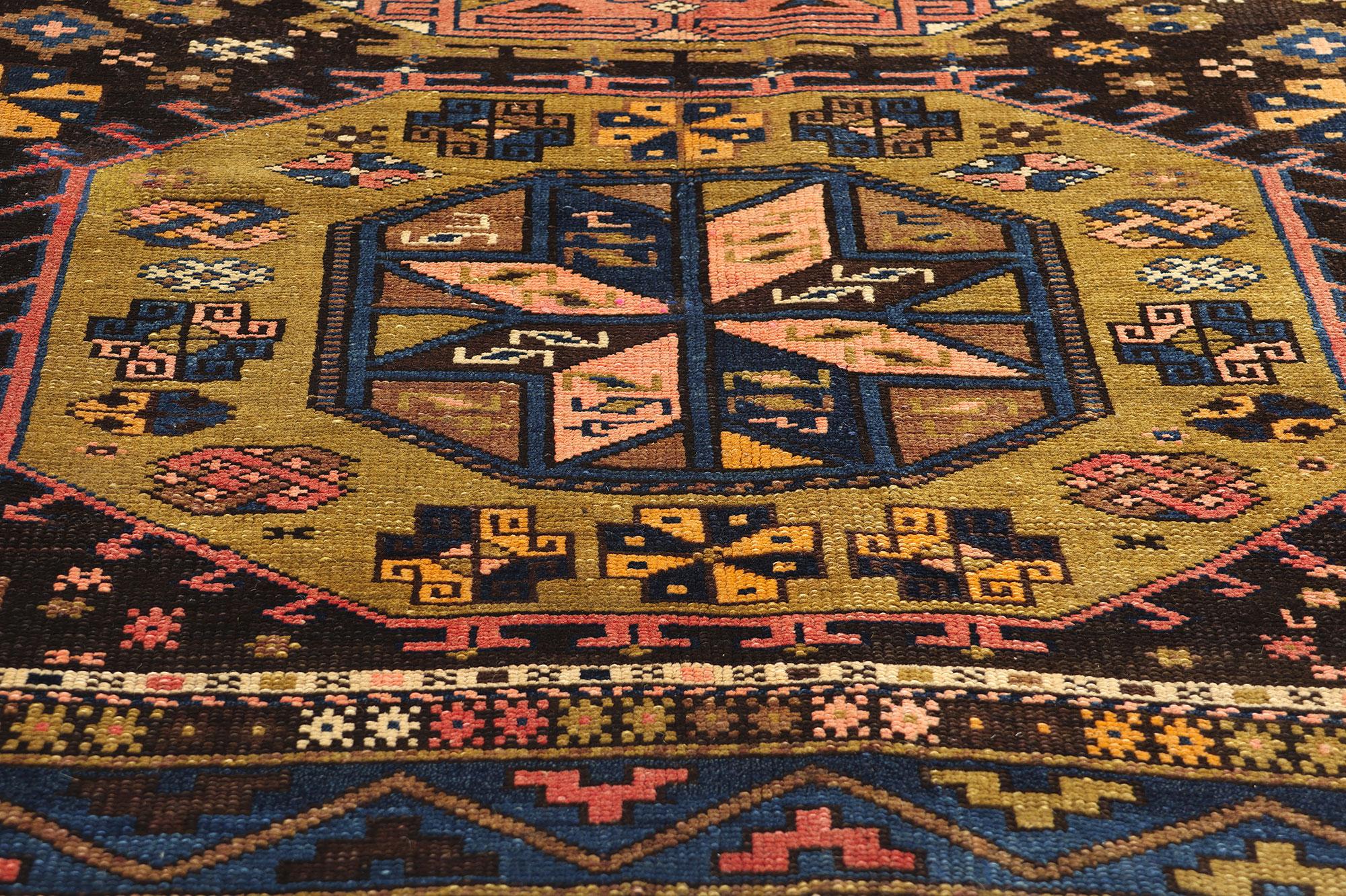 Late 19th Century Antique Caucasian Tribal Carpet In Good Condition For Sale In Dallas, TX