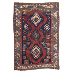 Antiker kaukasischer Kazak-Teppich aus dem späten 19. Jahrhundert, Kaukasische Stammeskunst