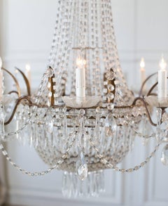 Late 19th Century Antique Chandelier with Cascading Crystals