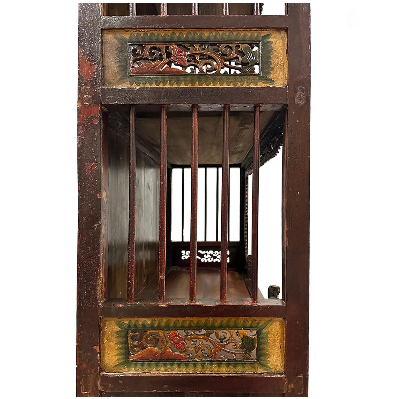 Late 19th Century Antique Chinese Carved Display Cabinet For Sale 5