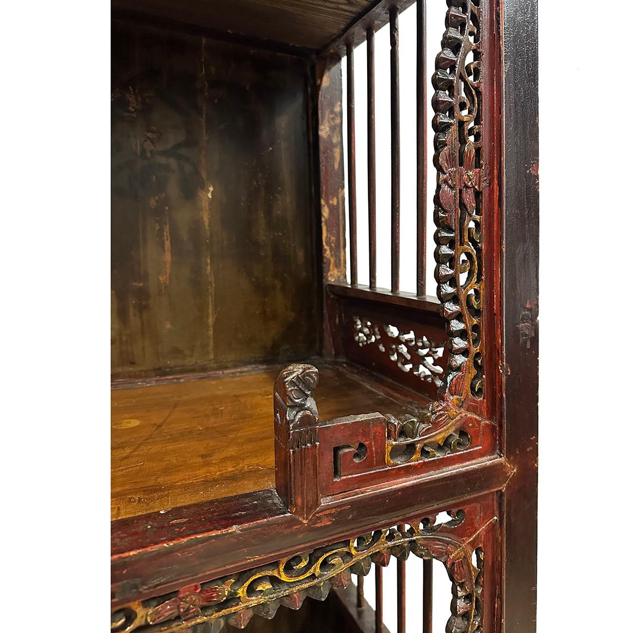Late 19th Century Antique Chinese Carved Display Cabinet 1