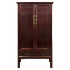 Late 19th Century Antique Chinese Carved Round Corner Armoire/Noodle cabinet