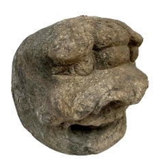 Late 19th-Century Antique Chinese Carved Stone Heracles Head