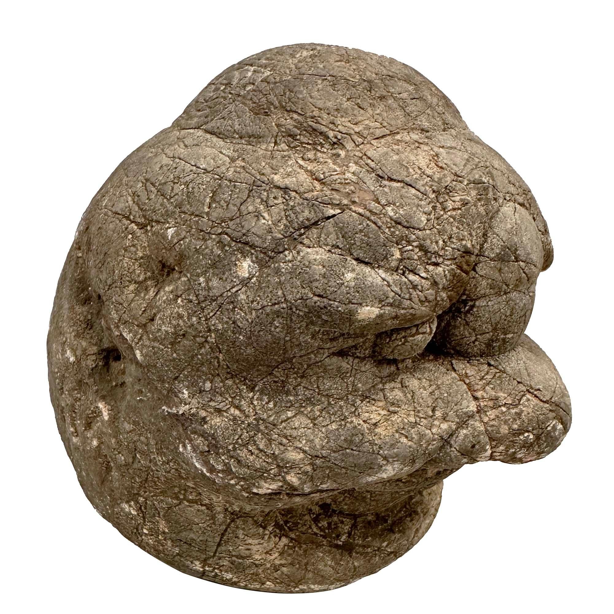 Intagliato a mano Testa di Eracle in pietra intagliata cinese della fine del XIX secolo in vendita