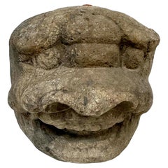 Late 19th-Century Antique Chinese Carved Stone Heracles Head