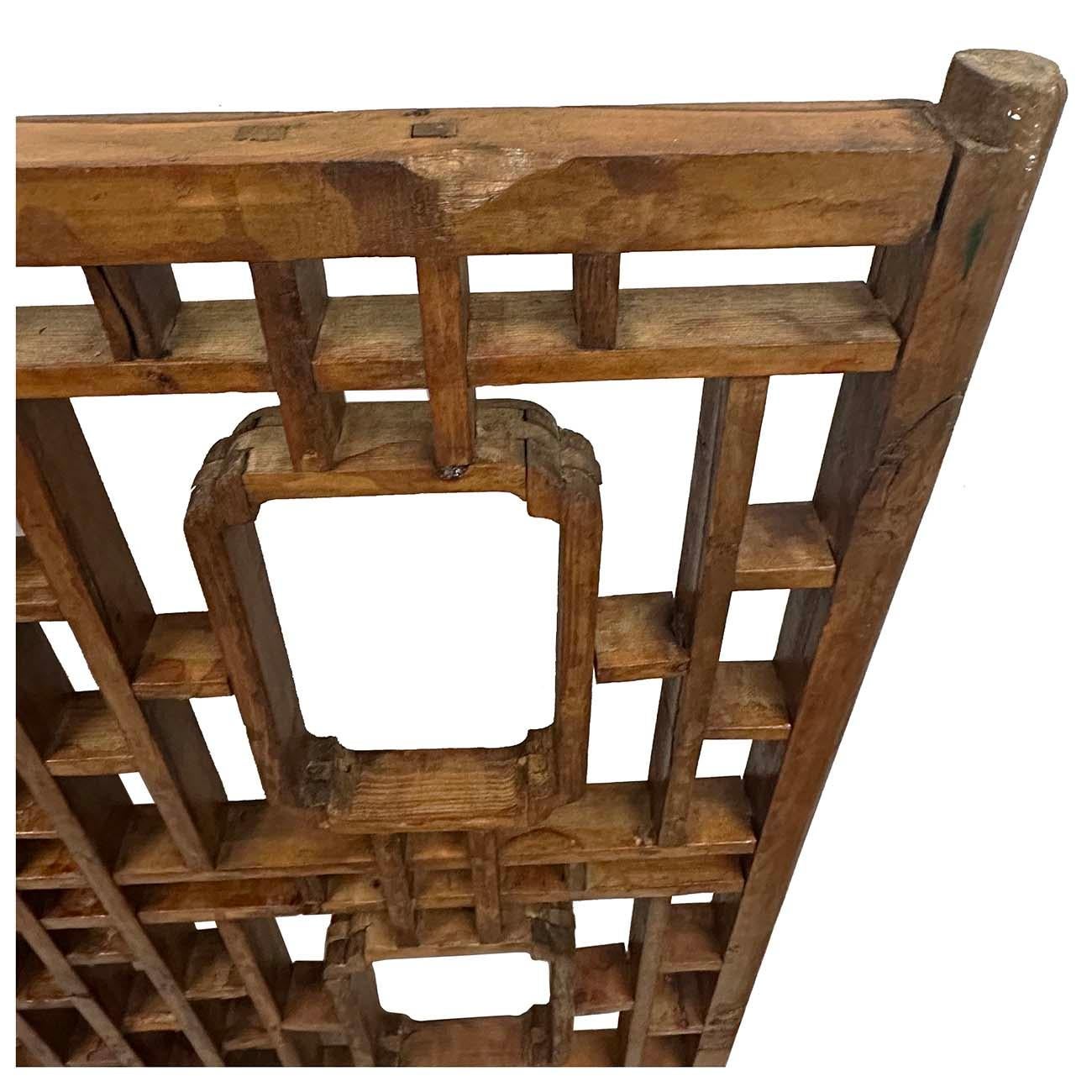 Fin du 19e siècle, panneau de fenêtre en bois chinois sculpté/arts muraux anciens en vente 2