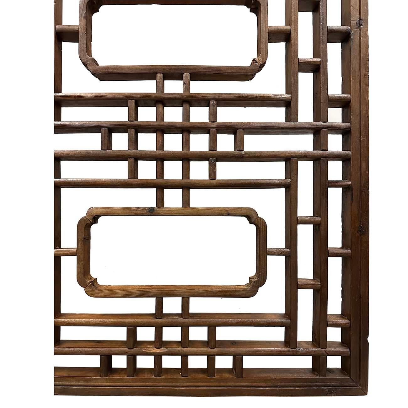 Fin du 19e siècle, panneau de fenêtre en bois chinois sculpté/arts muraux anciens Bon état - En vente à Pomona, CA