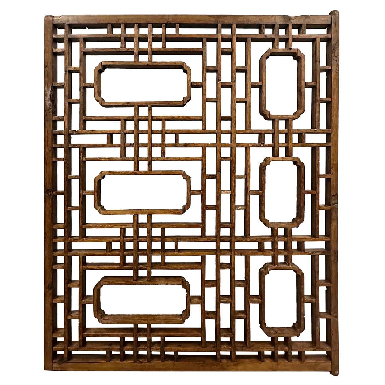 Fin du 19e siècle, panneau de fenêtre en bois chinois sculpté/arts muraux anciens en vente 1