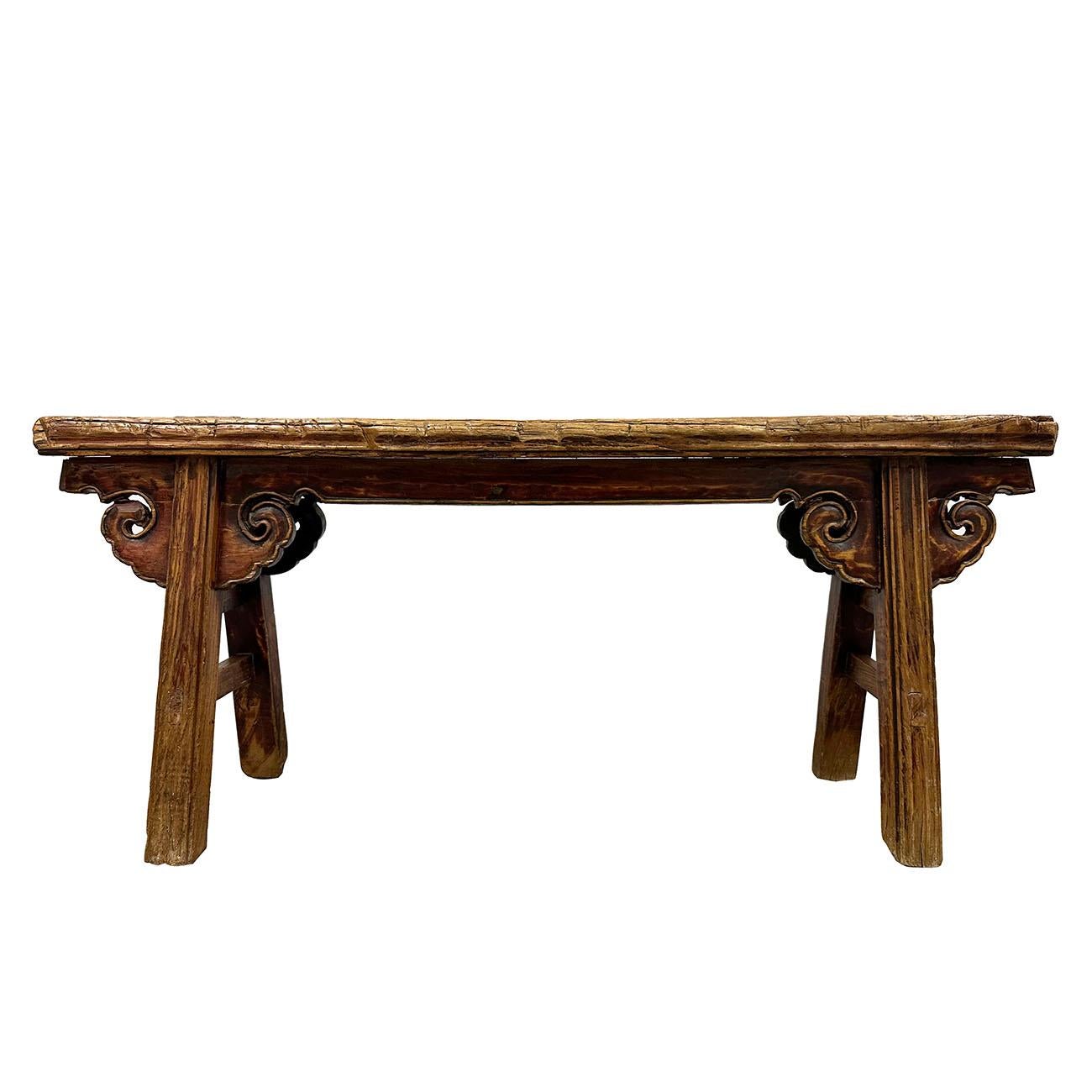 Late 19th Century Antique Chinese Country Bench/Coffee Table For Sale 5