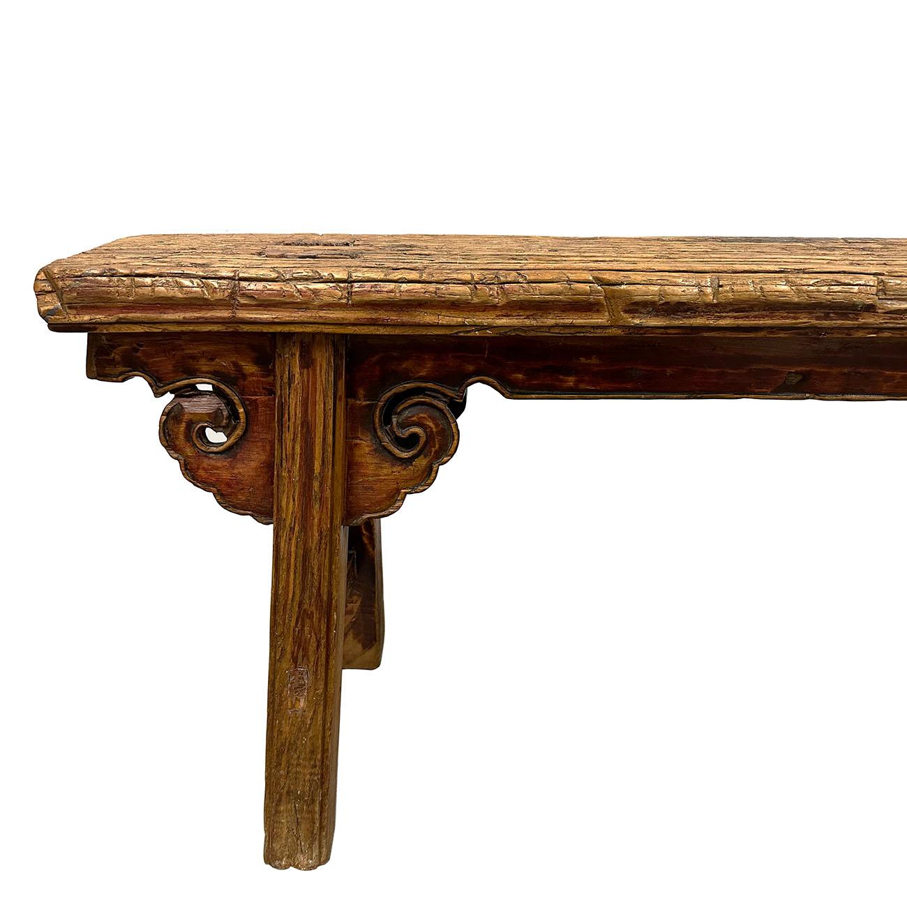 Late 19th Century Antique Chinese Country Bench/Coffee Table For Sale 6