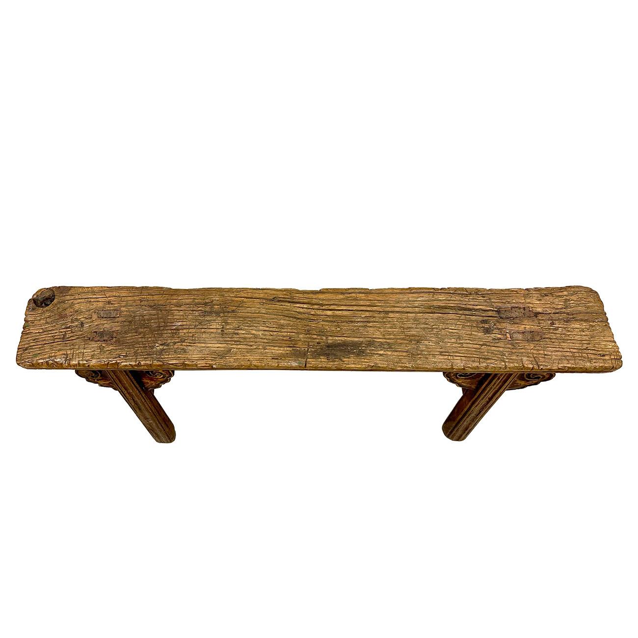 Elm Late 19th Century Antique Chinese Country Bench/Coffee Table For Sale