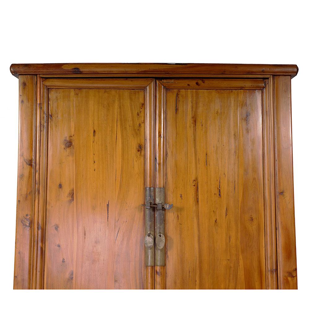 Late 19th Century Antique Chinese Cypress Wood Armoire, Wardrobe For Sale 5