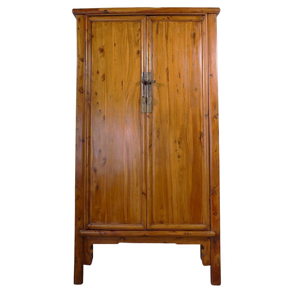 Late 19th Century Antique Chinese Cypress Wood Armoire, Wardrobe For Sale