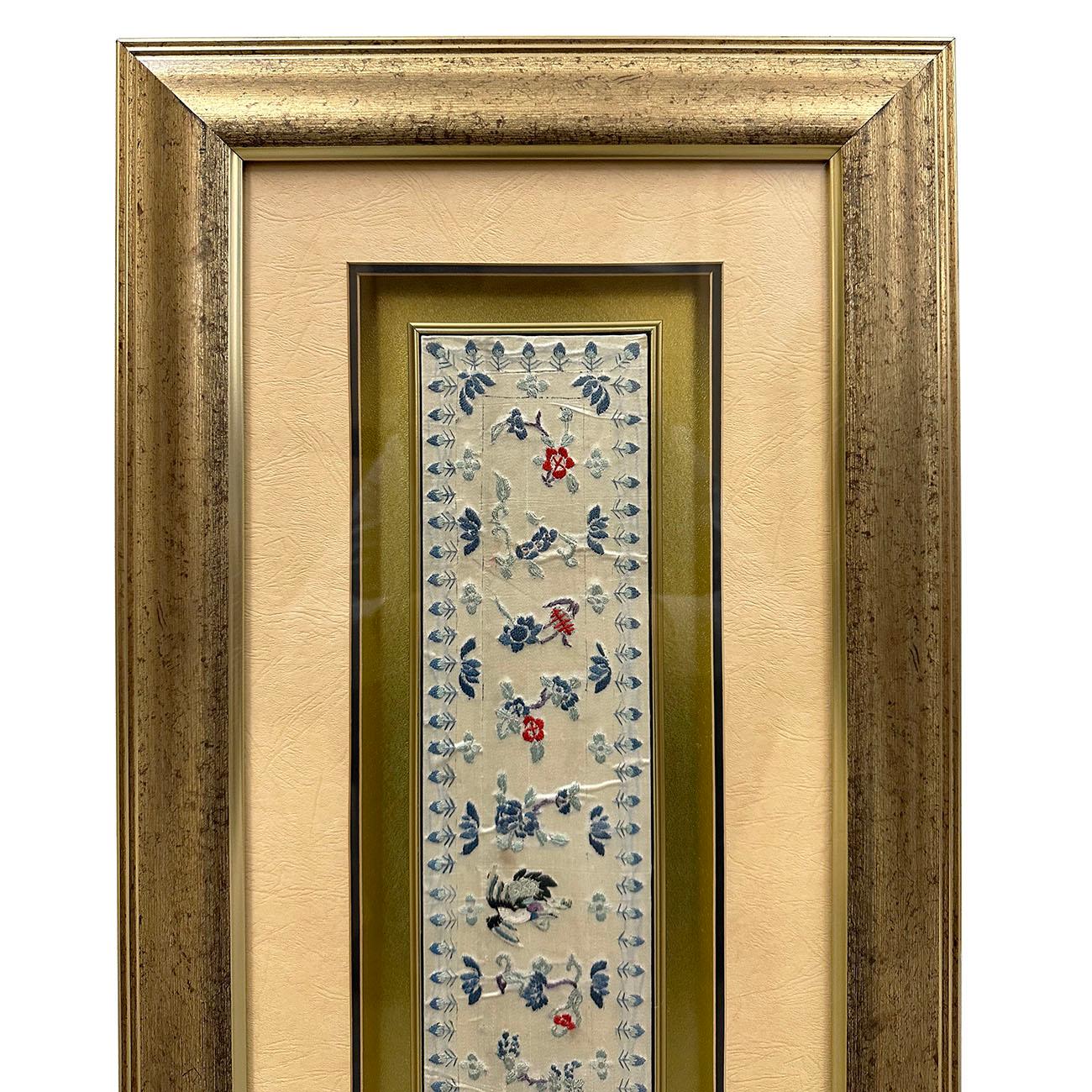 

An antique Chinese silk embroidery in 3D framed. The museum quality display wall decor. There are numerous auspicious symbols and Birds, floral embroidered in colored silk threads were included, such as birds and peony etc. The textiles are dated