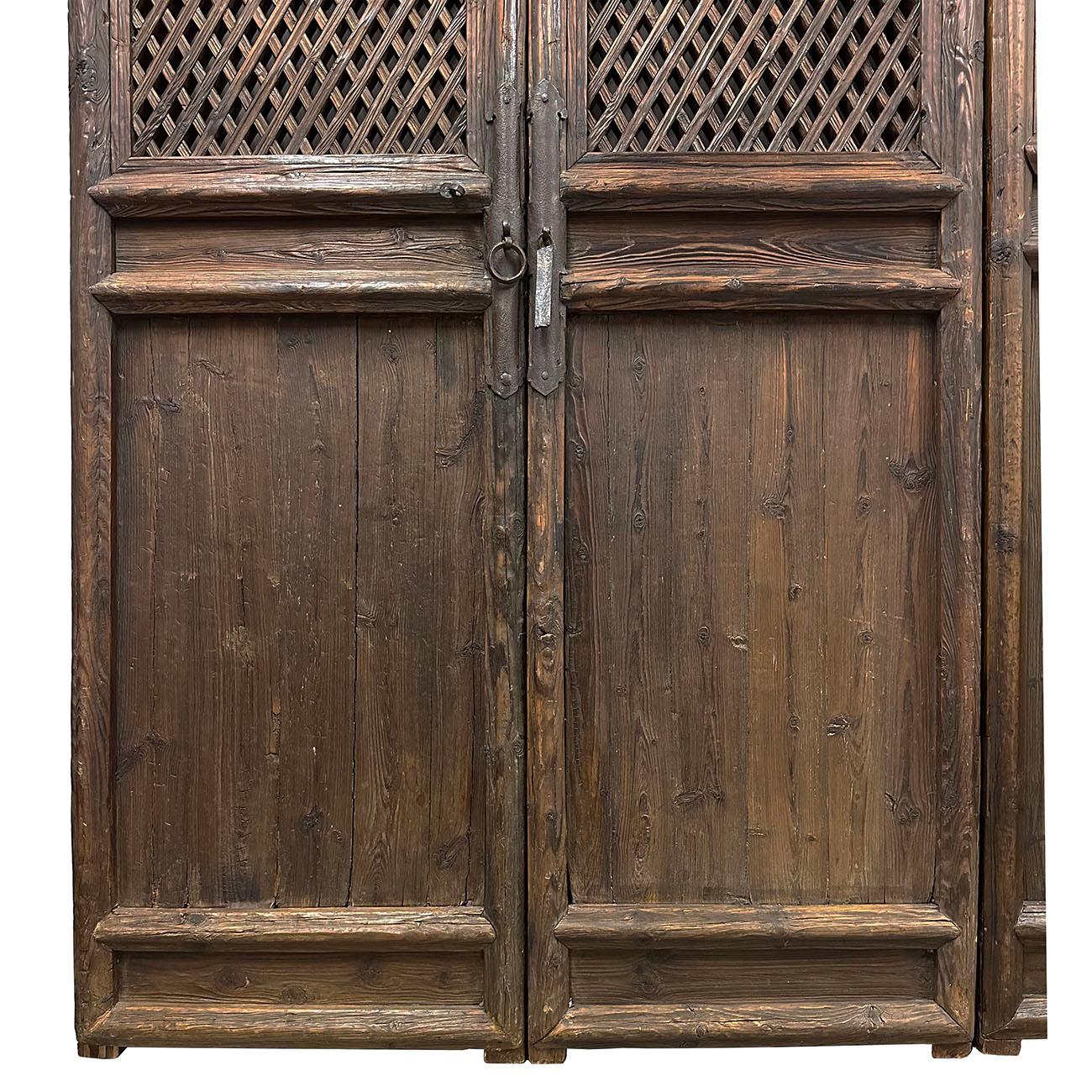 Late 19th Century Antique Chinese Hand Made 4 Panels Wooden Screen/Room Divider In Good Condition In Pomona, CA