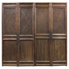 Late 19th Century Antique Chinese Hand Made 4 Panels Wooden Screen/Room Divider