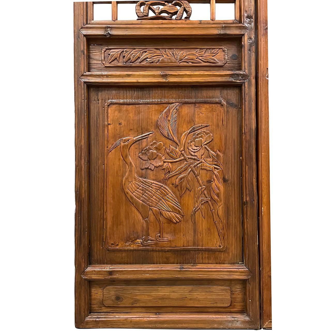 Écran en bois à 3 panneaux de la fin du XIXe siècle, fabriqué à la main, de style chinois ancien/séparation de meubles en vente 1