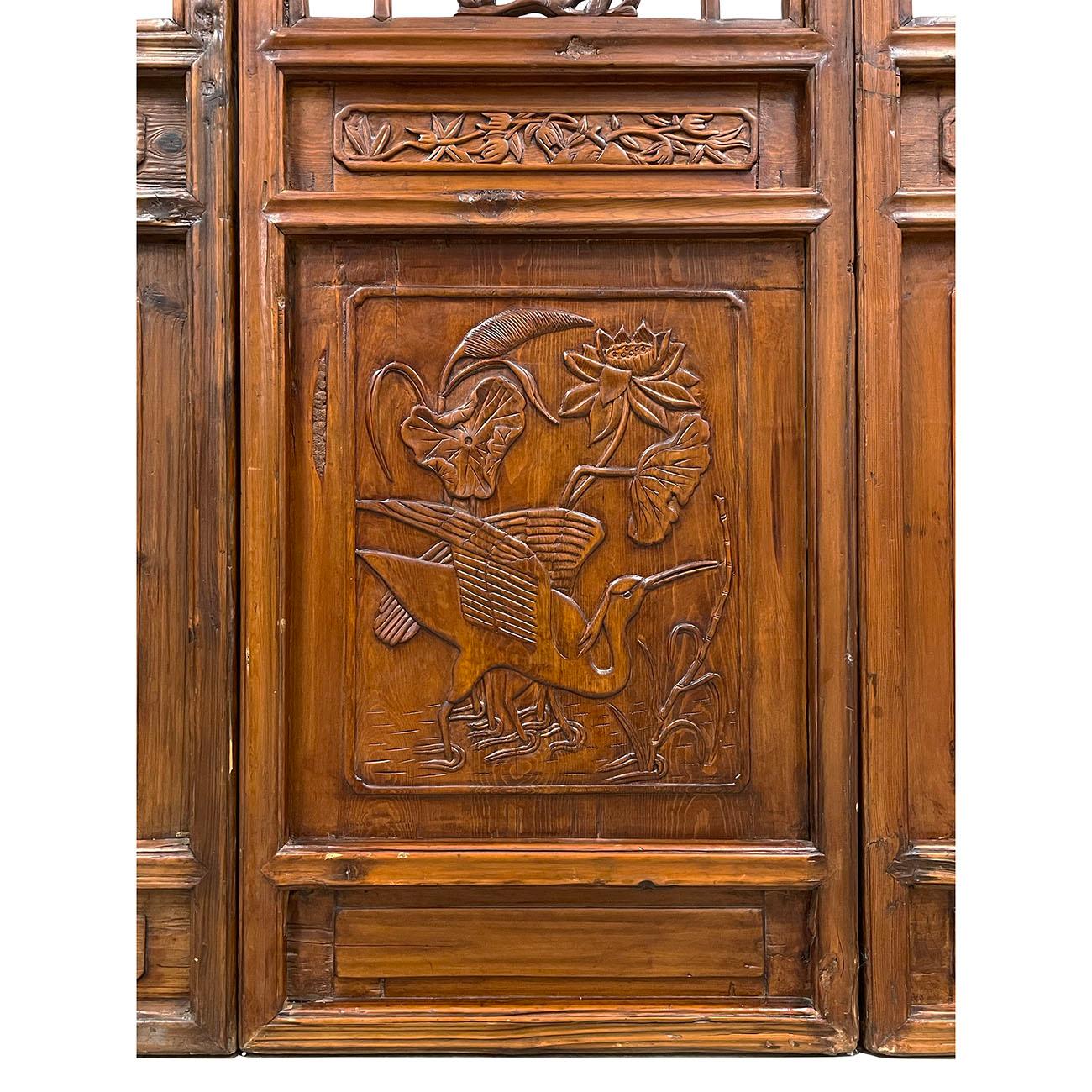 Écran en bois à 3 panneaux de la fin du XIXe siècle, fabriqué à la main, de style chinois ancien/séparation de meubles en vente 2