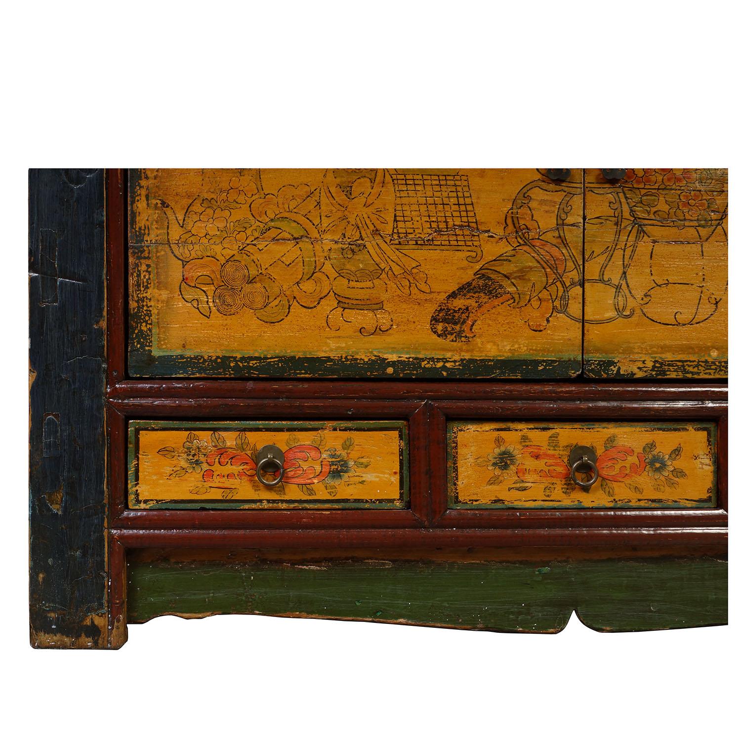 Meuble de rangement/table de chevet chinoise mongol ancienne de la fin du XIXe siècle, buffet en vente 1