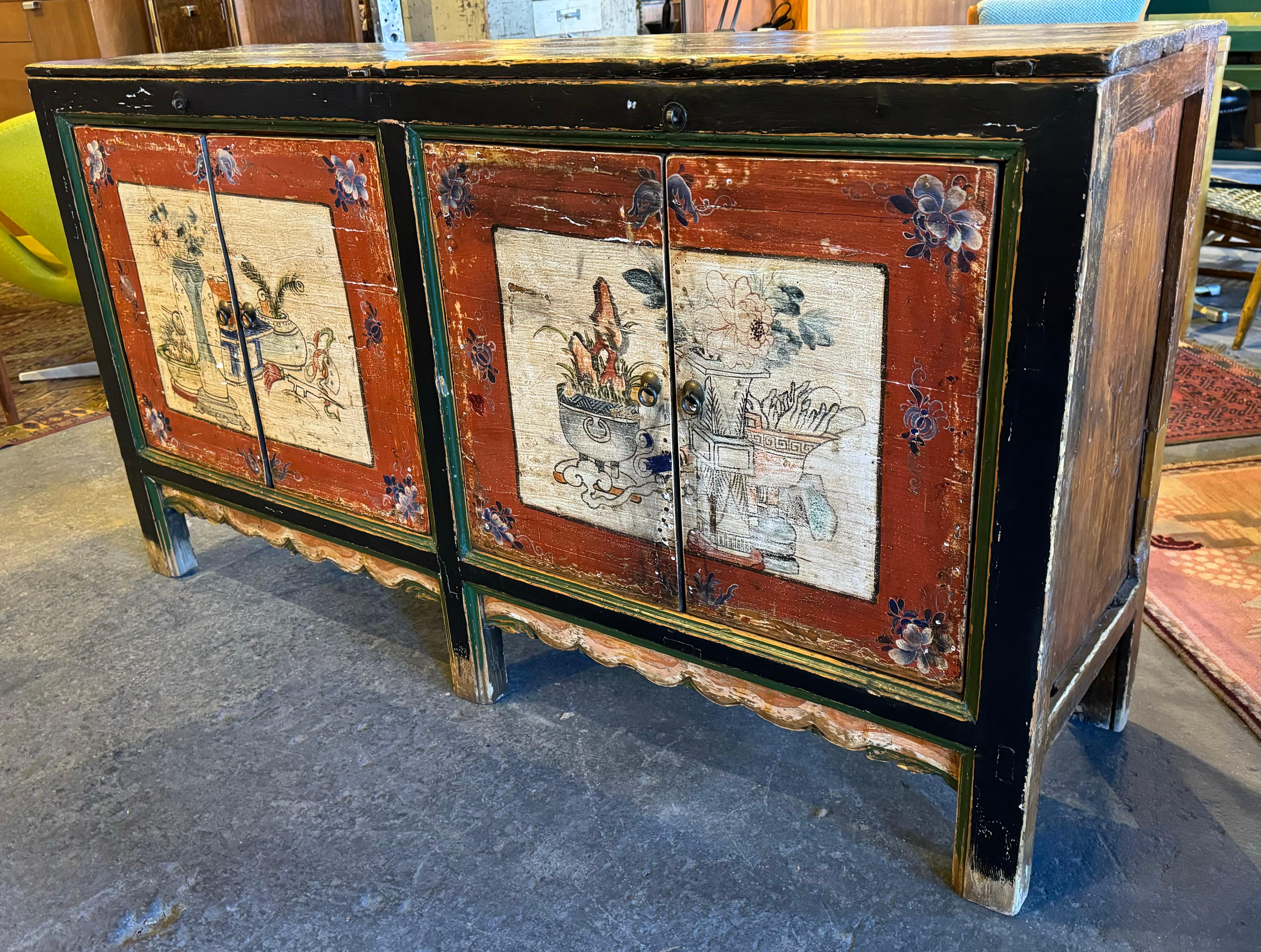 Late 19th Century Antique Chinese Mongolia Cabinet Credenza For Sale 3