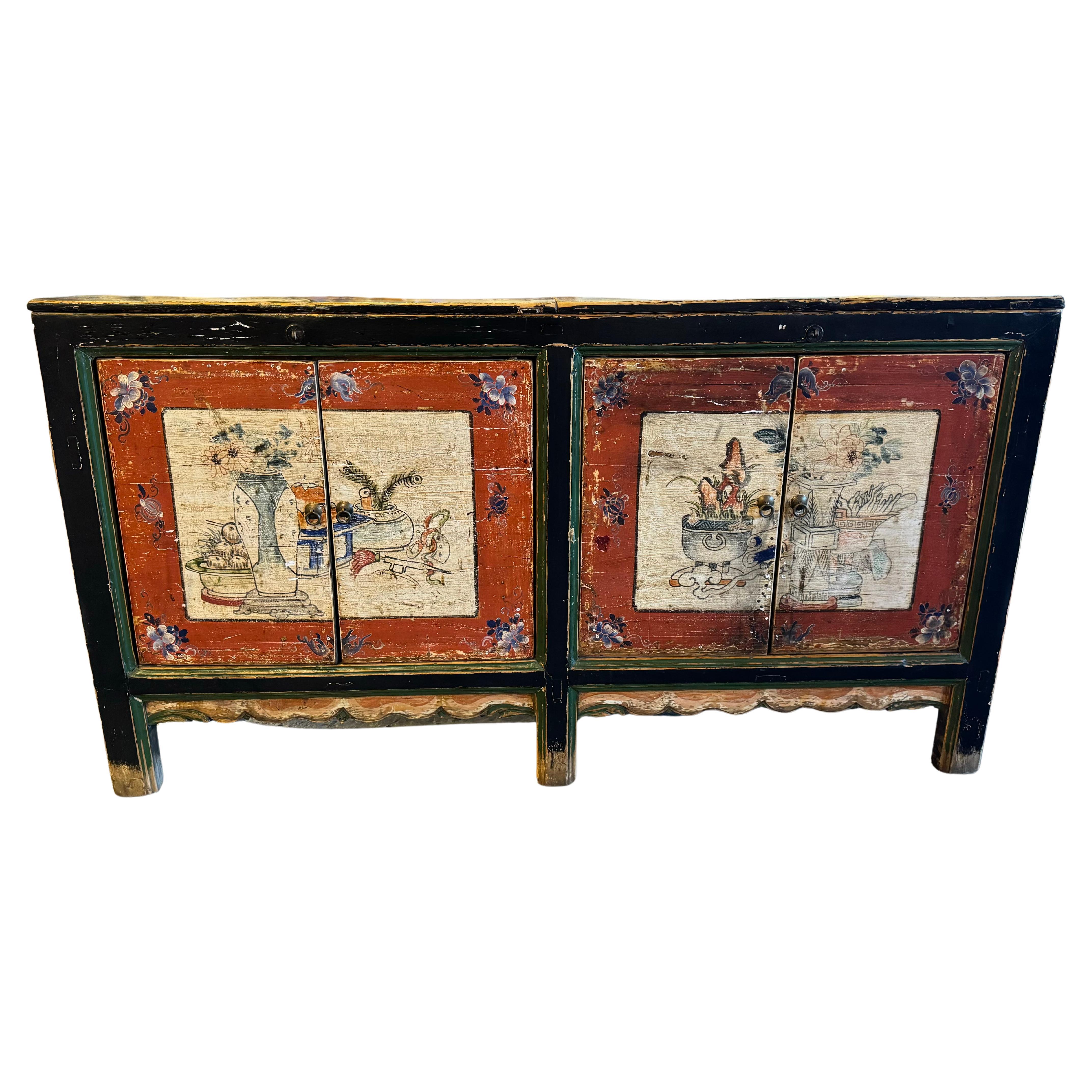 Late 19th Century Antique Chinese Mongolia Cabinet Credenza For Sale