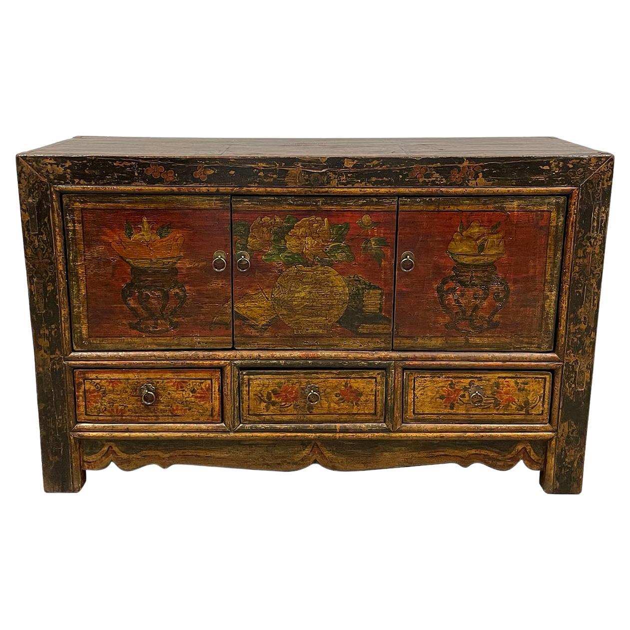 Late 19th Century Antique Chinese Mongolia Cabinet Credenza