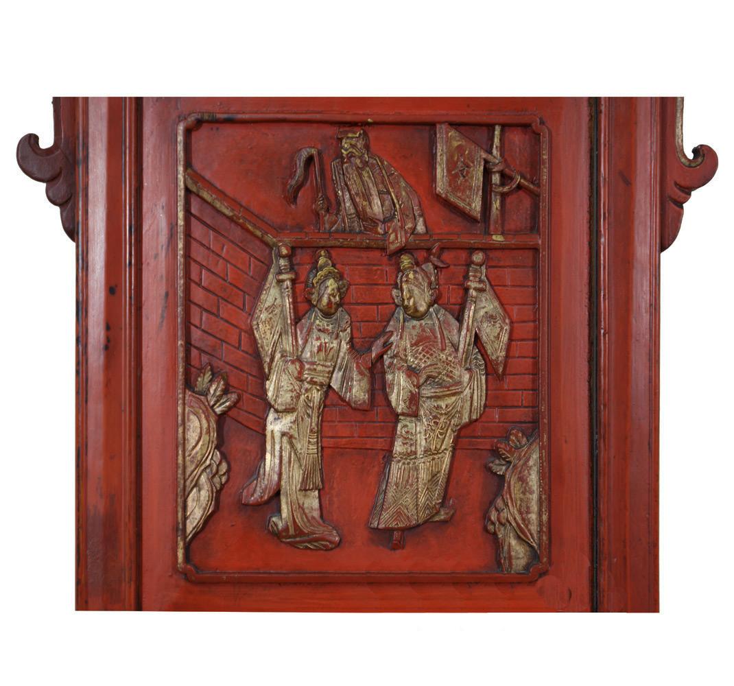 Chinois Fin du 19ème siècle Antique chinois ouvert sculpté laqué rouge Stand de lavabo en vente