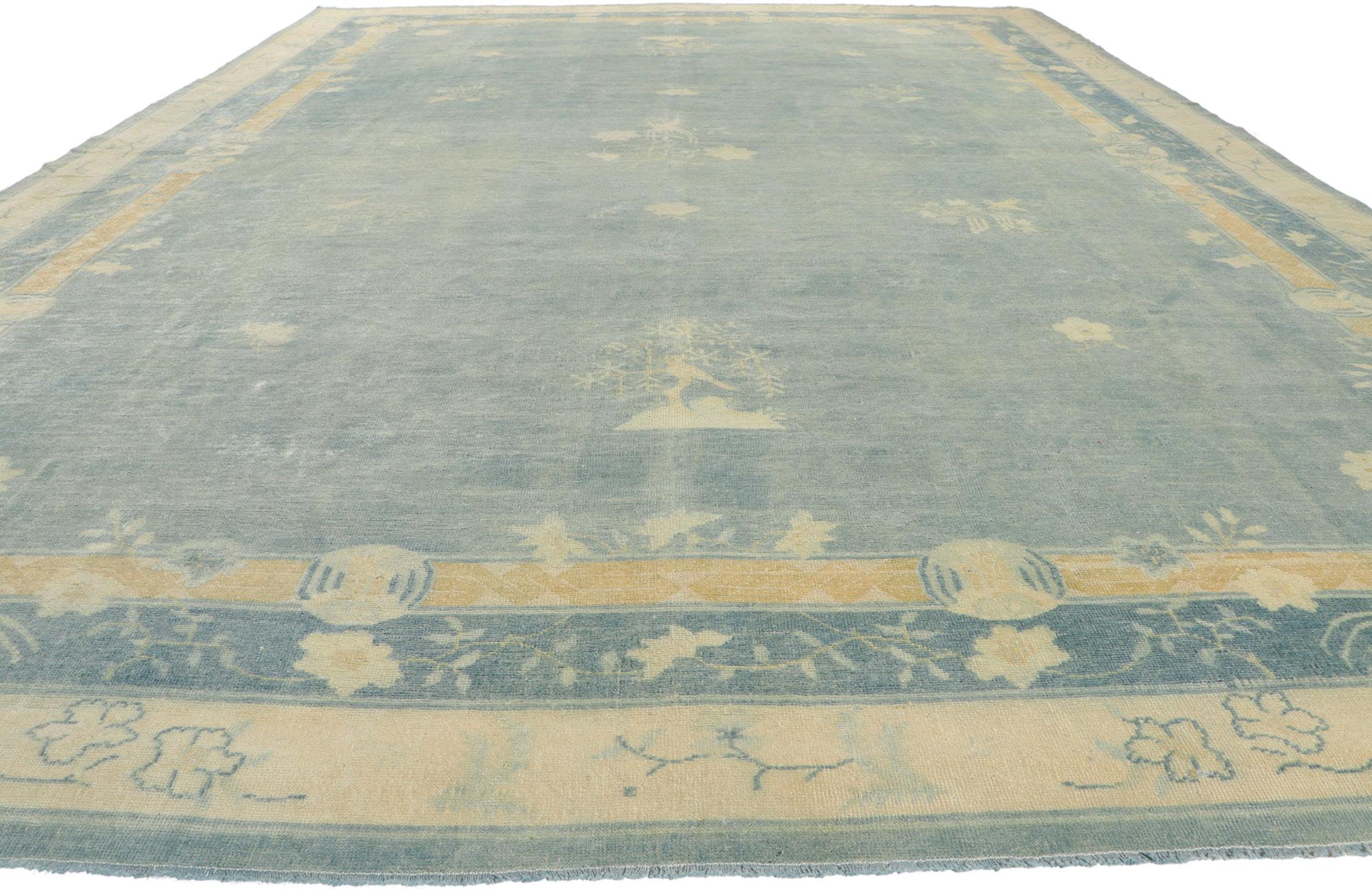 Hand-Knotted 1880s Antique Chinese Peking Rug, Chinoiserie Chic Meets Quiet Sophistication For Sale