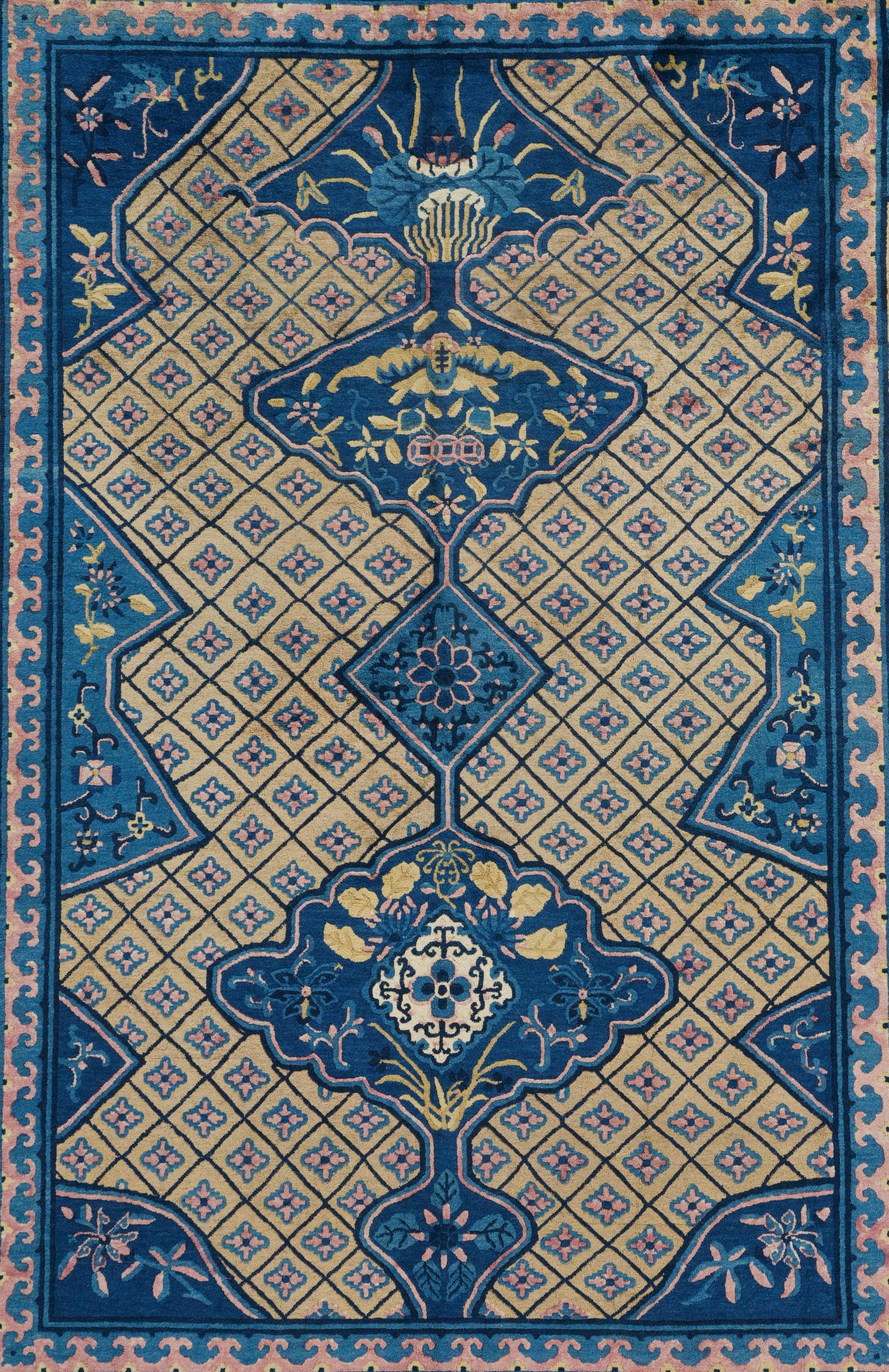 Antiker chinesischer Teppich - Spätes 19. Jahrhundert Antiker chinesischer Teppich, Antiker chinesischer Teppich (Wolle) im Angebot