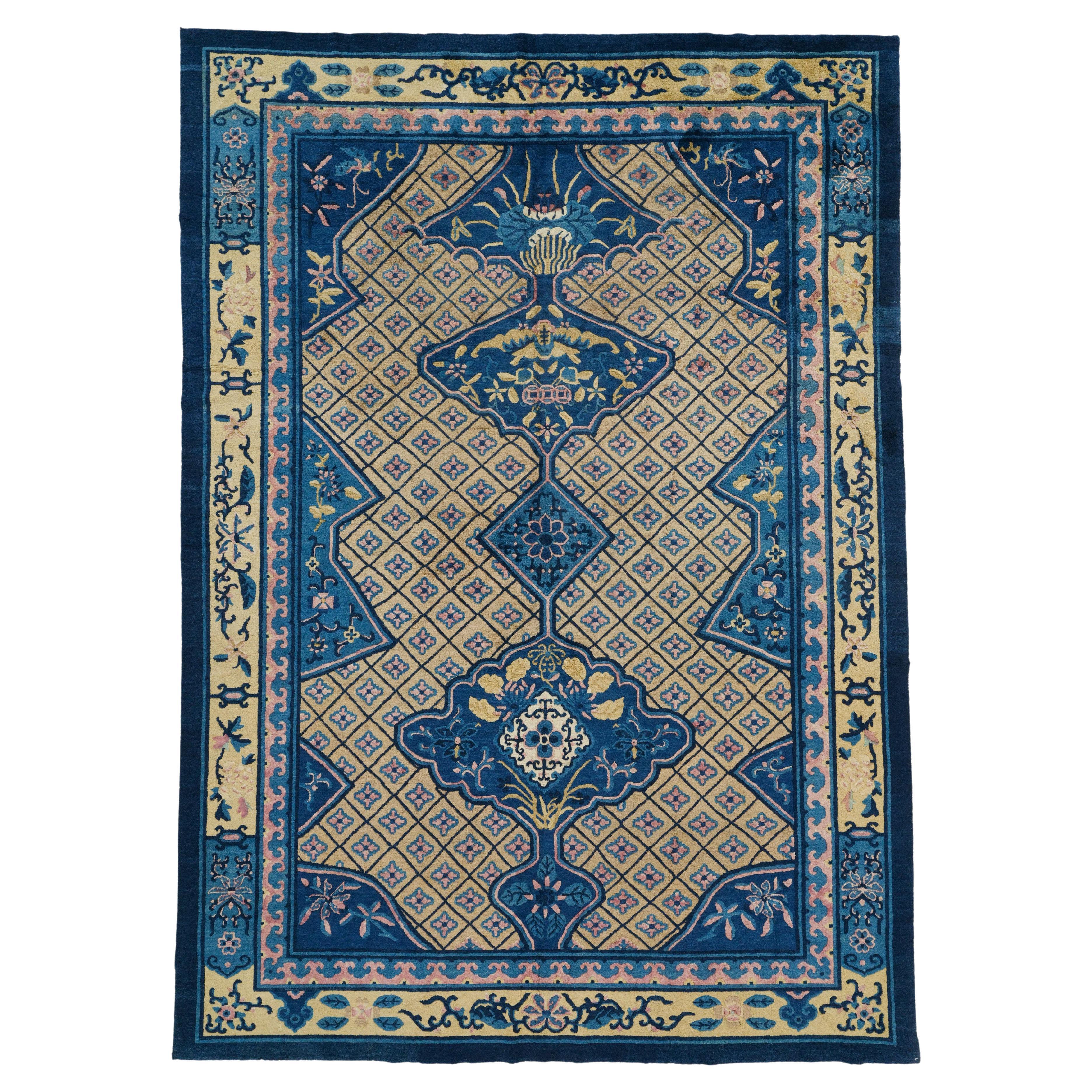 Antiker chinesischer Teppich - Spätes 19. Jahrhundert Antiker chinesischer Teppich, Antiker chinesischer Teppich im Angebot