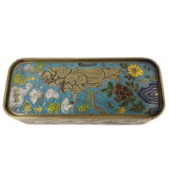 Late 19th Century Antique Chinese Scholar's Writing Box, PAKTONG & Champleve