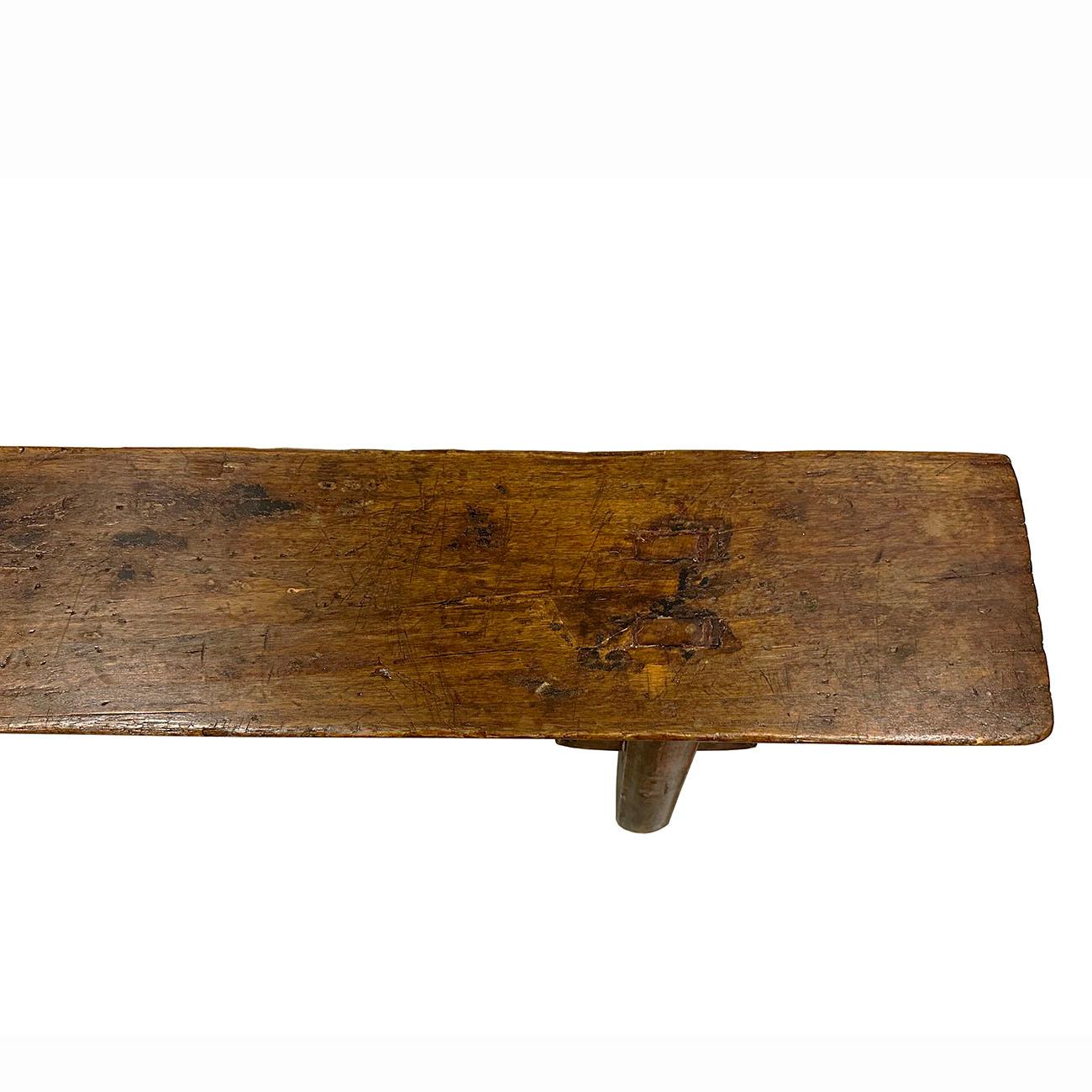 Late 19th Century Antique Chinese Wooden Bench 1